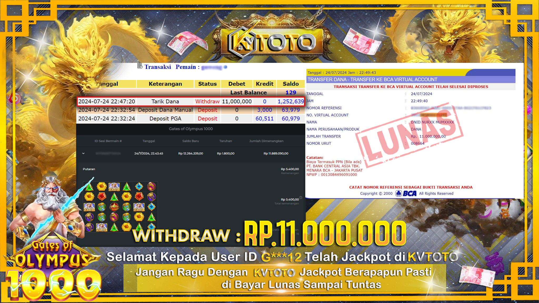✨ JACKPOT DI SLOT GATES OF OLYMPUS 1000 ✨