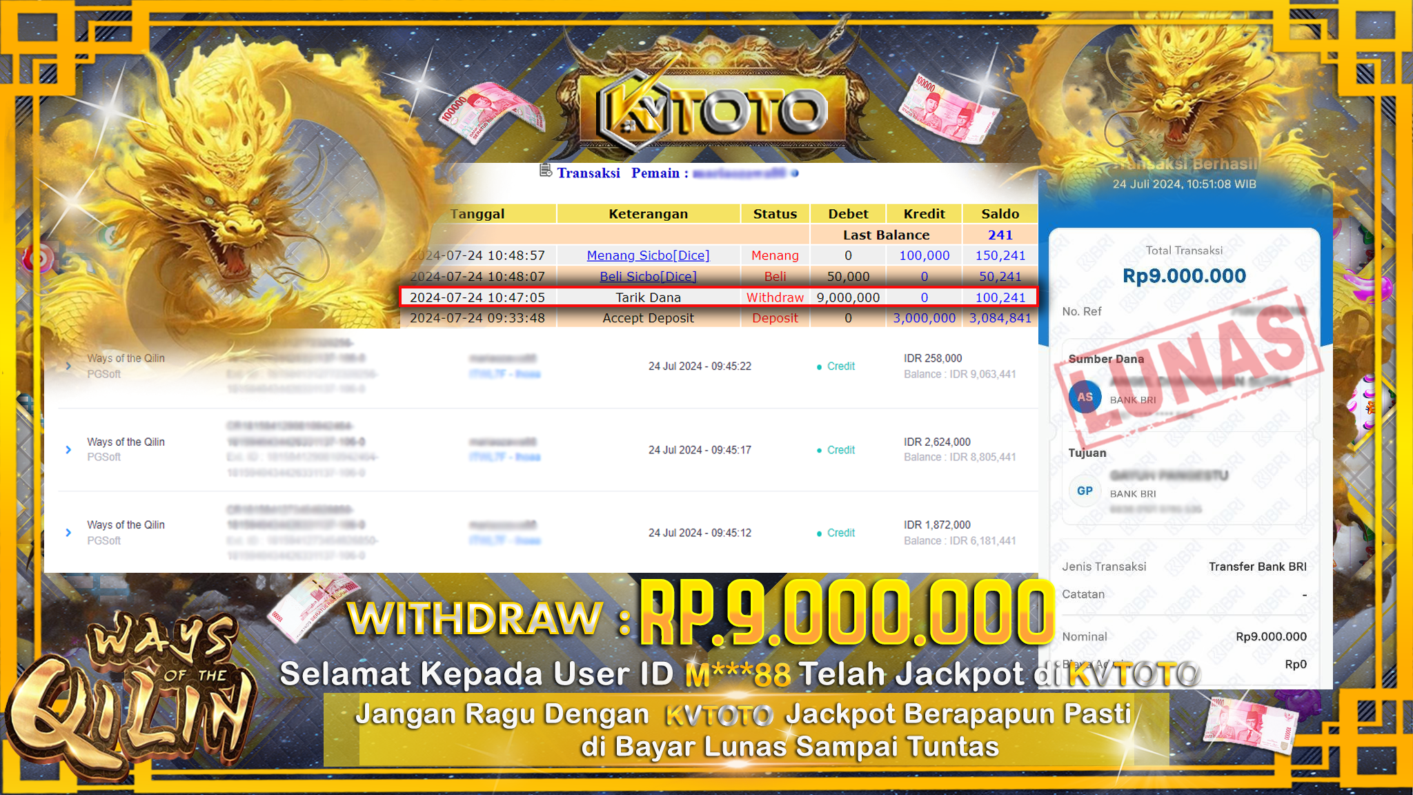 ✨ JACKPOT DI SLOT WAYS OF THE QILIN ✨