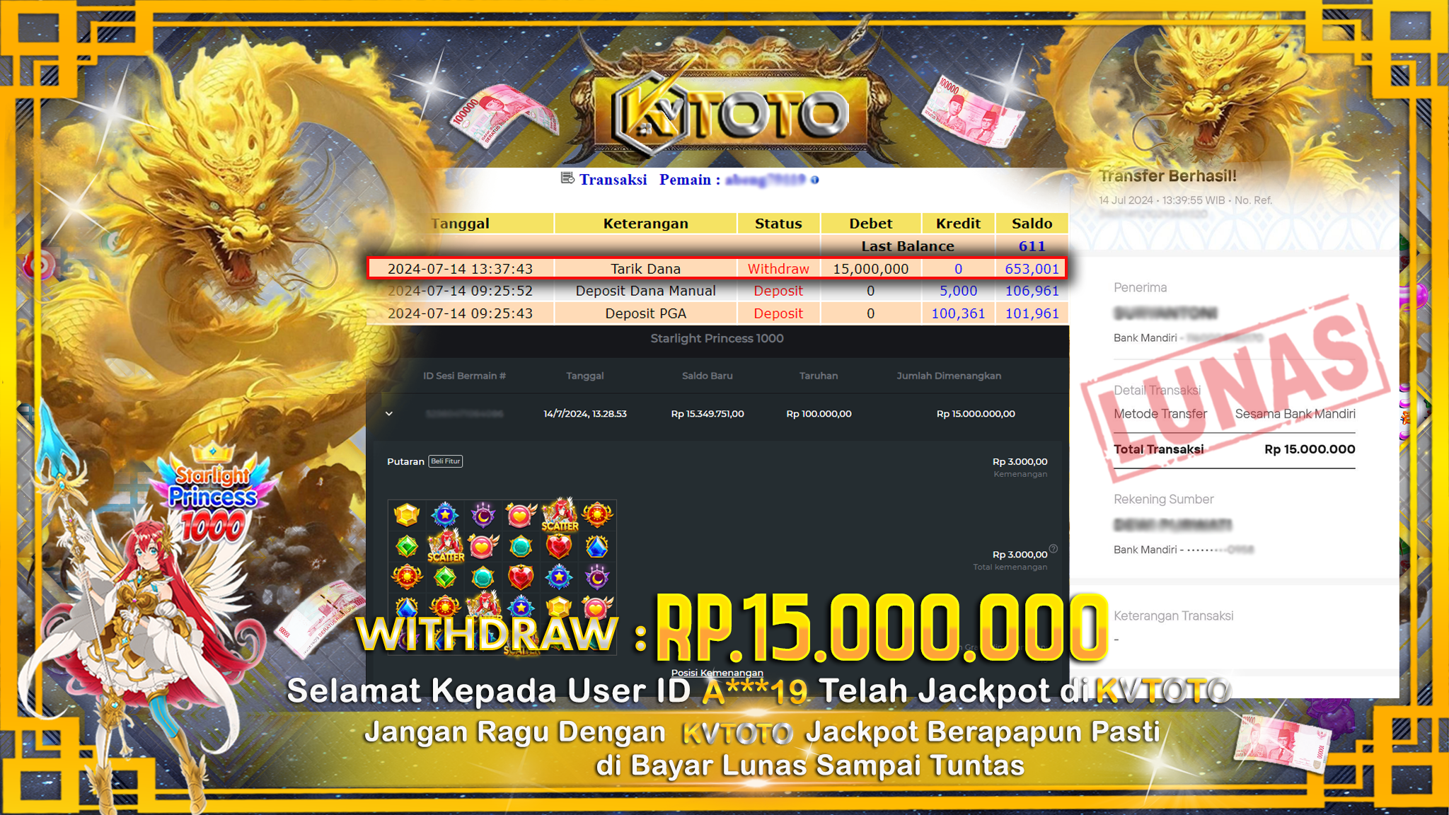 ✨ JACKPOT DI SLOT STARLIGHT PRINCESS 1000 ✨
