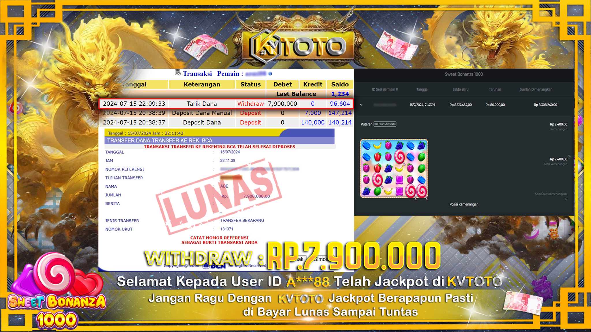 ✨ JACKPOT DI SLOT SWEET BONANZA 1000 ✨