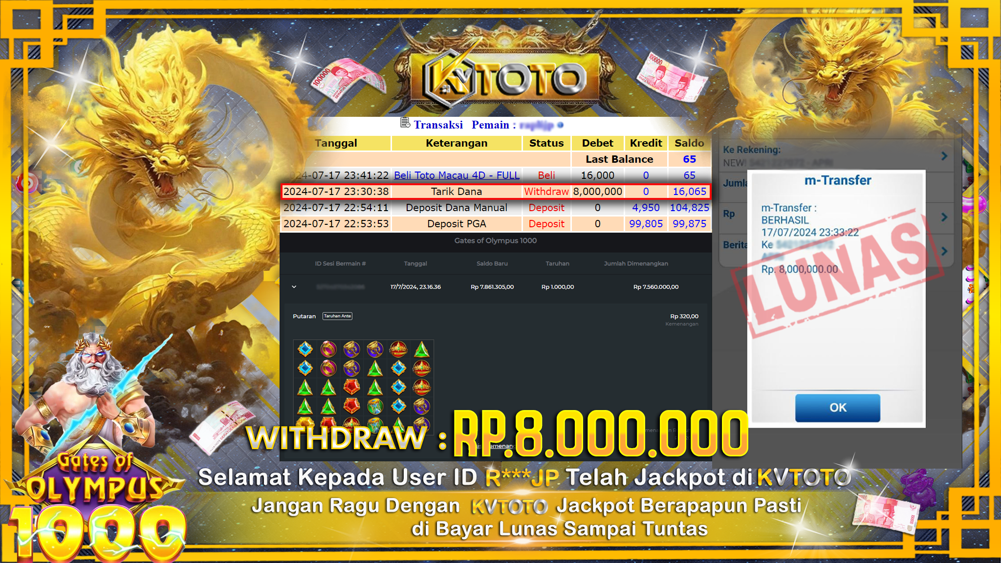 ✨ JACKPOT DI SLOT GATES OF OLYMPUS 1000 ✨