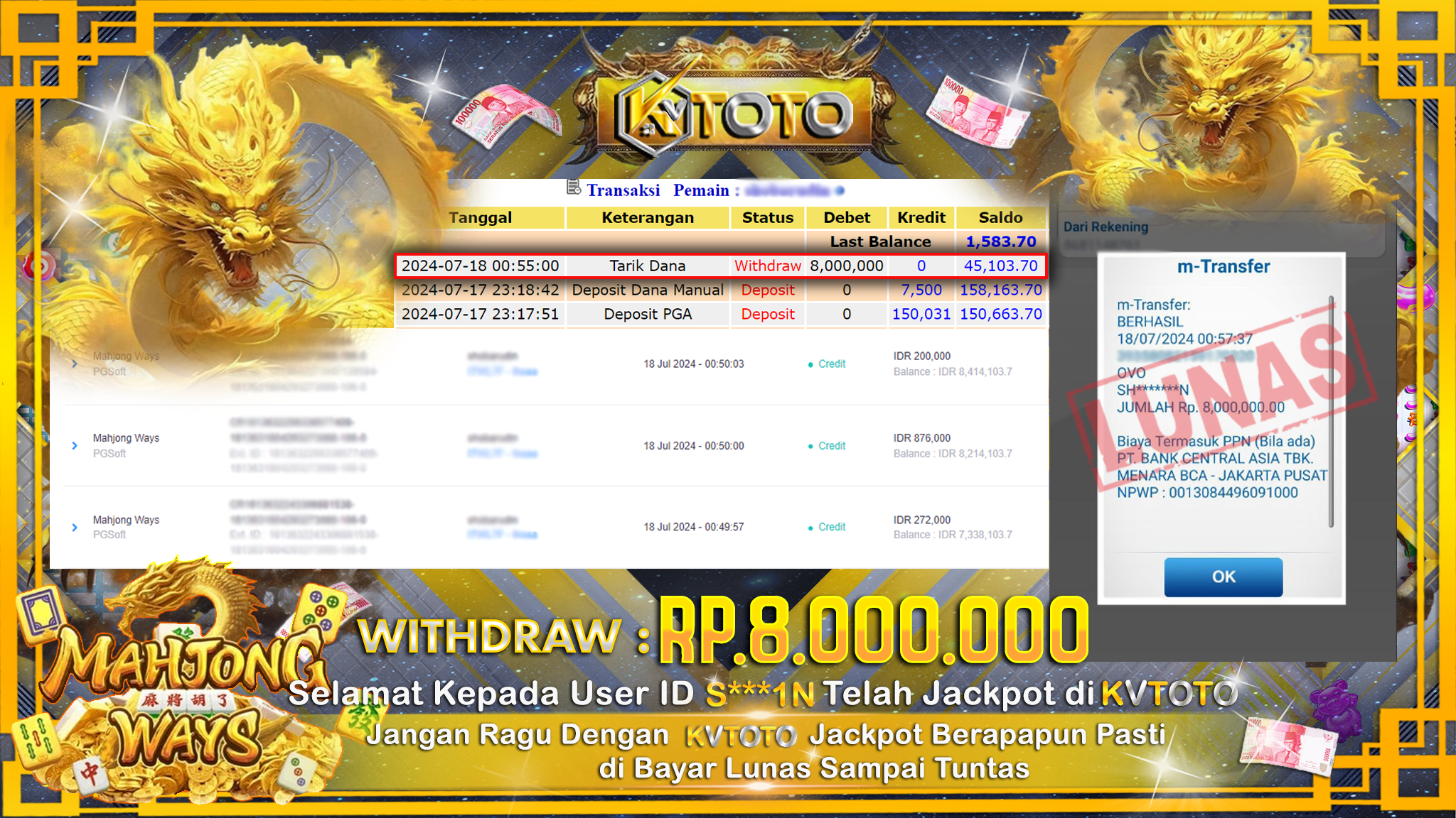 ✨ JACKPOT DI  SLOT MAHJONG WAYS ✨
