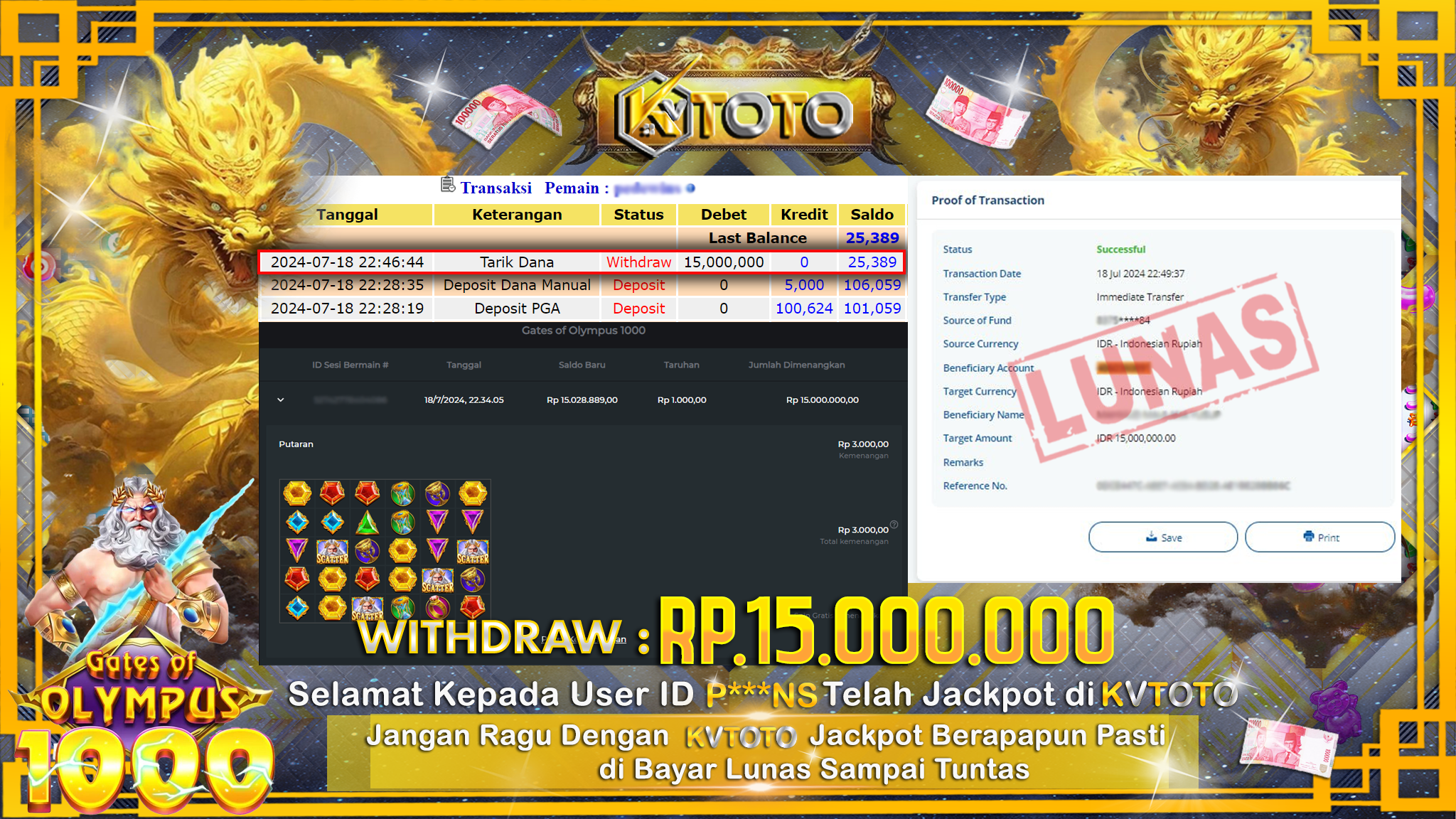 ✨ JACKPOT DI SLOT GATES OF OLYMPUS 1000 ✨
