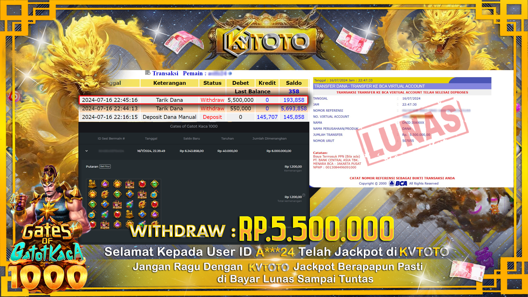 ✨ JACKPOT DI SLOT GATES OF GATOT KACA 1000 ✨