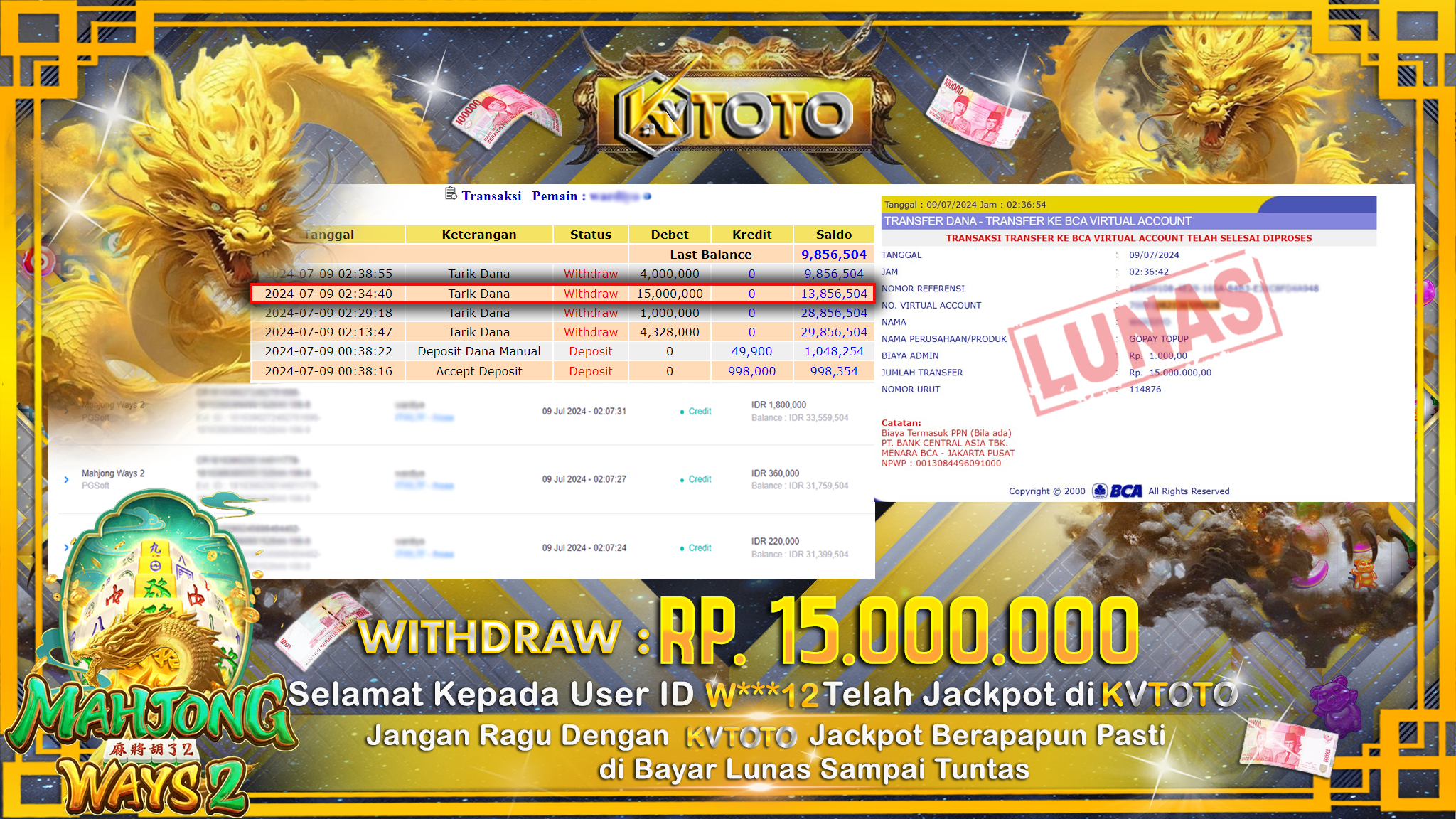 ✨ JACKPOT DI  SLOT MAHJONG WAYS 2  ✨