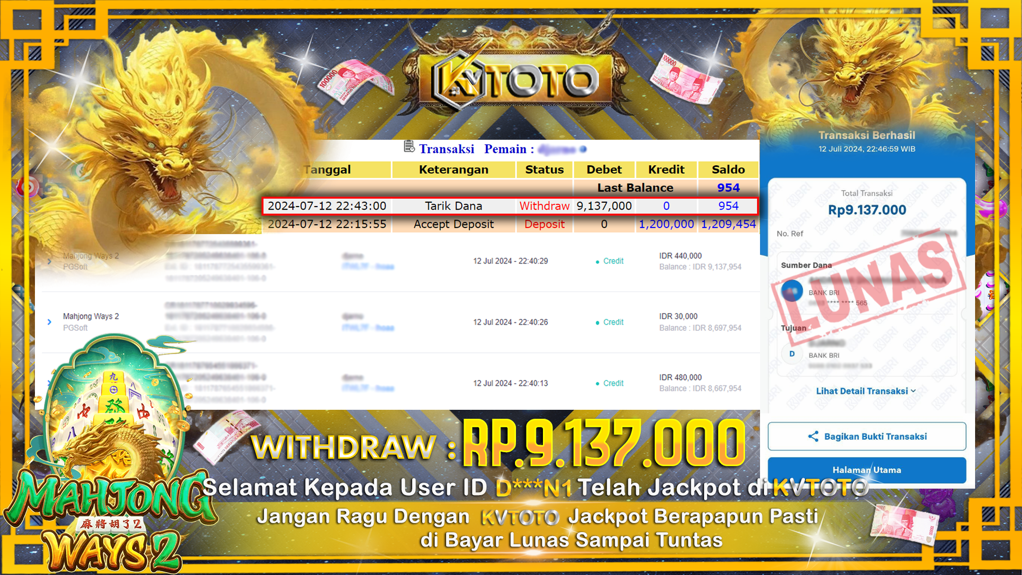 ✨ JACKPOT DI SLOT MAHJONG WAYS 2✨
