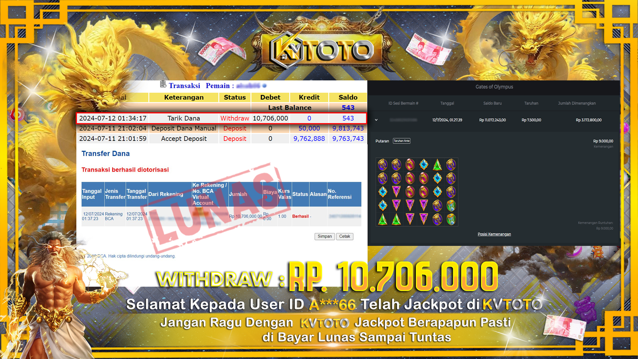 ✨ JACKPOT DI SLOT GATES OF OLYMPUS ✨