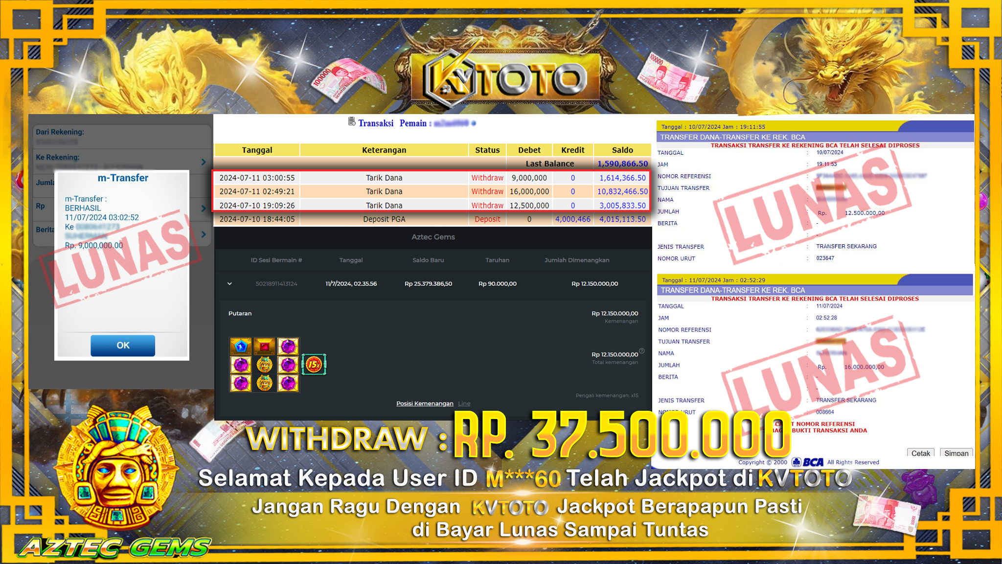 ✨ JACKPOT DI SLOT AZTEC GEMS  ✨