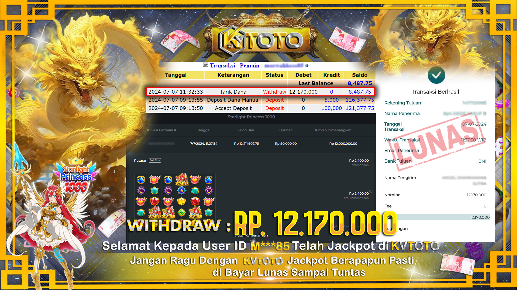 ✨ JACKPOT DI SLOT STARLIGHT PRINCESS 1000 ✨