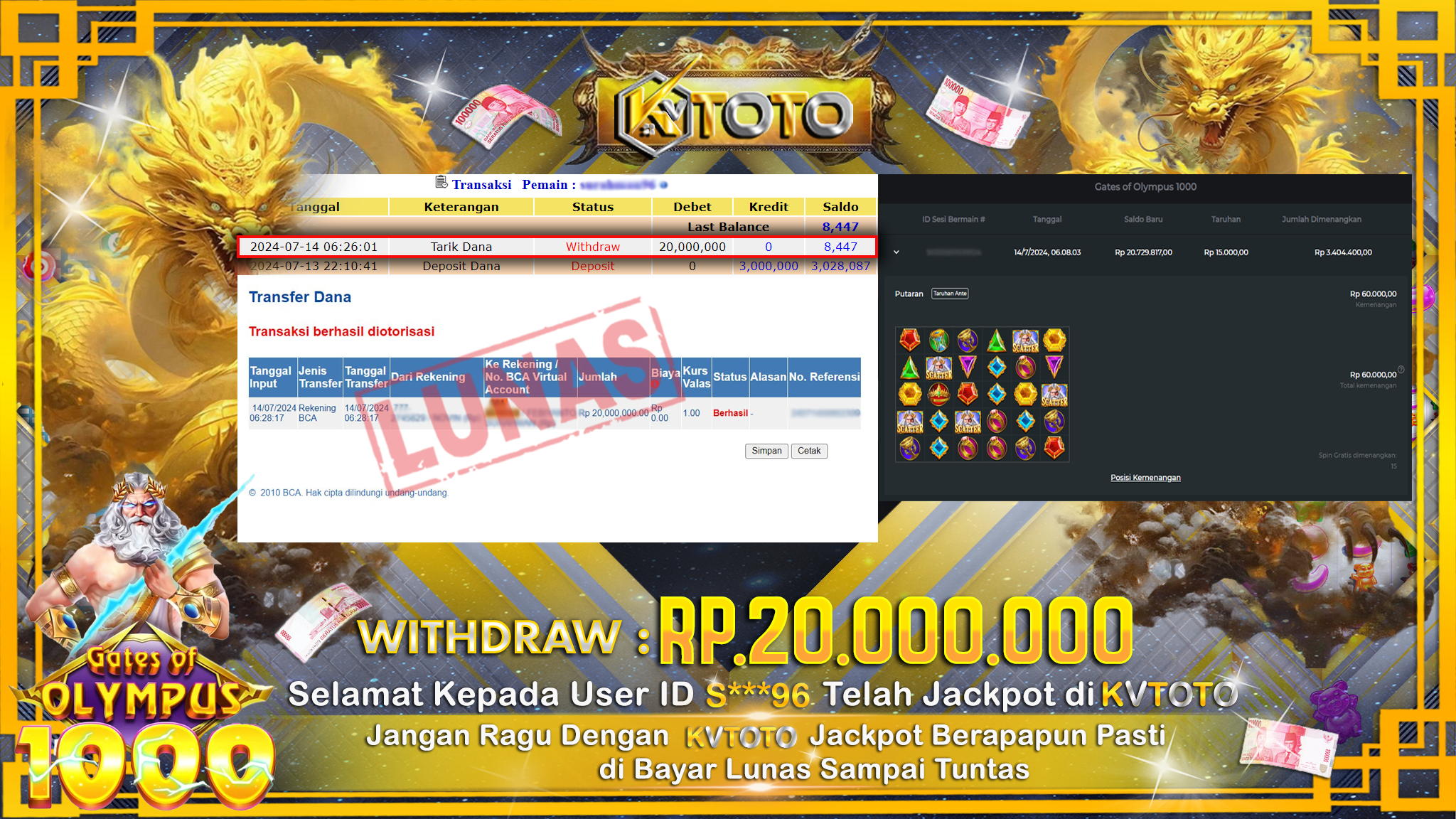 ✨ JACKPOT DI SLOT GATES OF OLYMPUS 1000 ✨