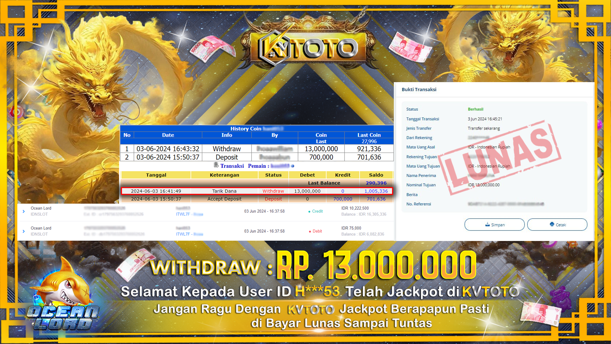 ✨ JACKPOT DI SLOT OCEAN LORD  ✨