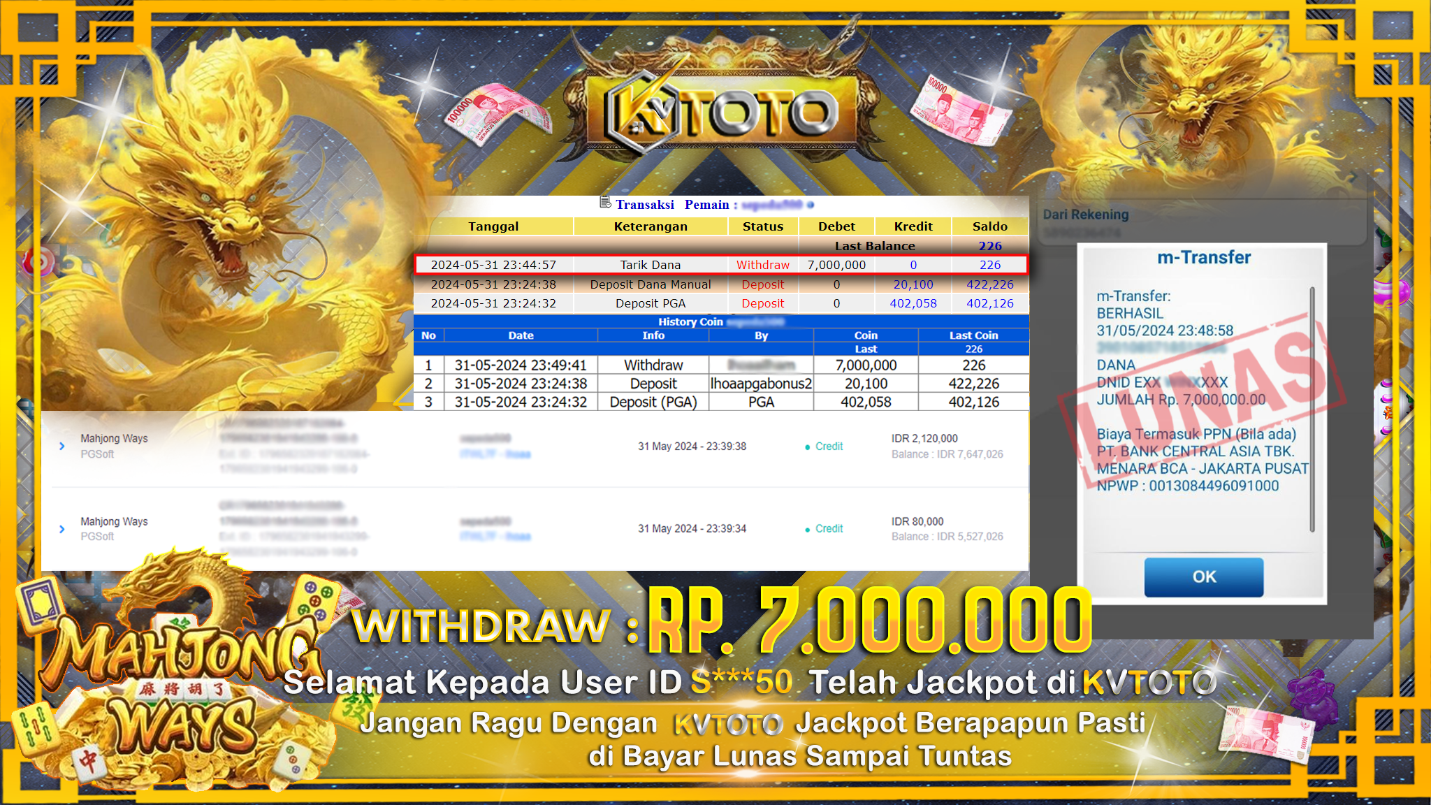 ✨ JACKPOT DI  SLOT MAHJONG WAYS ✨
