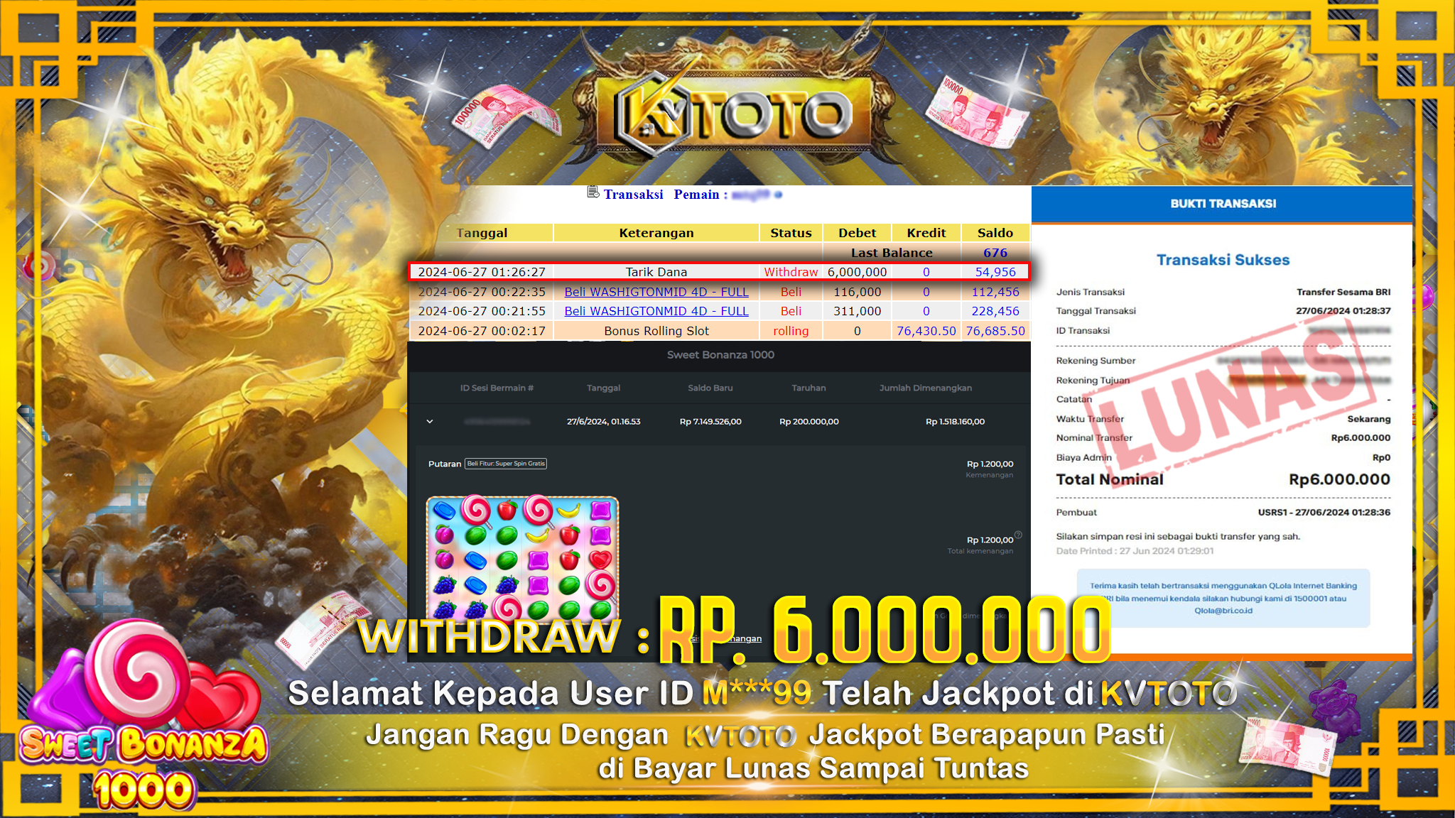 ✨ JACKPOT DI SLOT SWEET BONANZA 1000 ✨