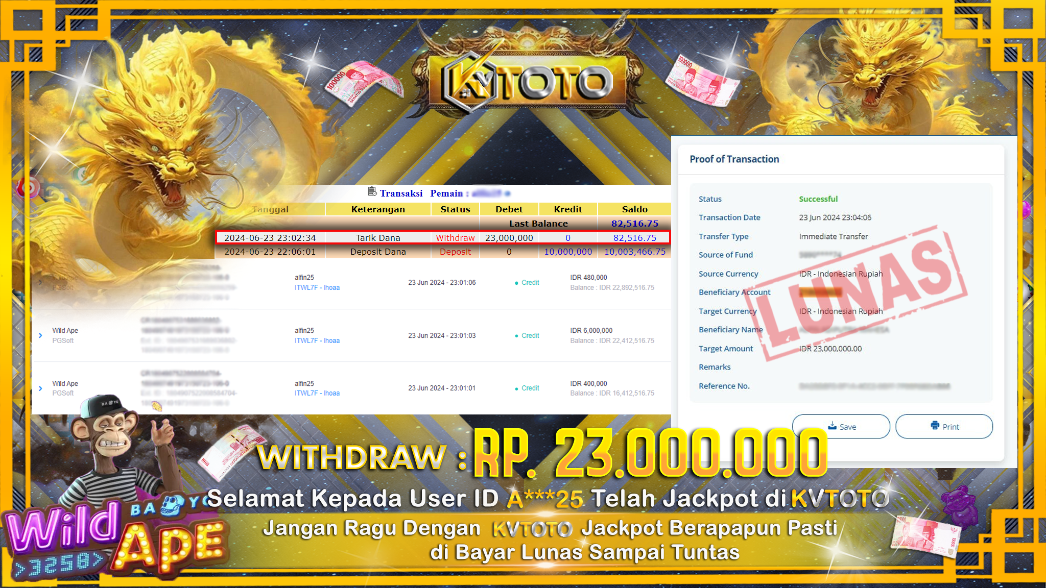 ✨ JACKPOT DI  SLOT WILD APE  ✨