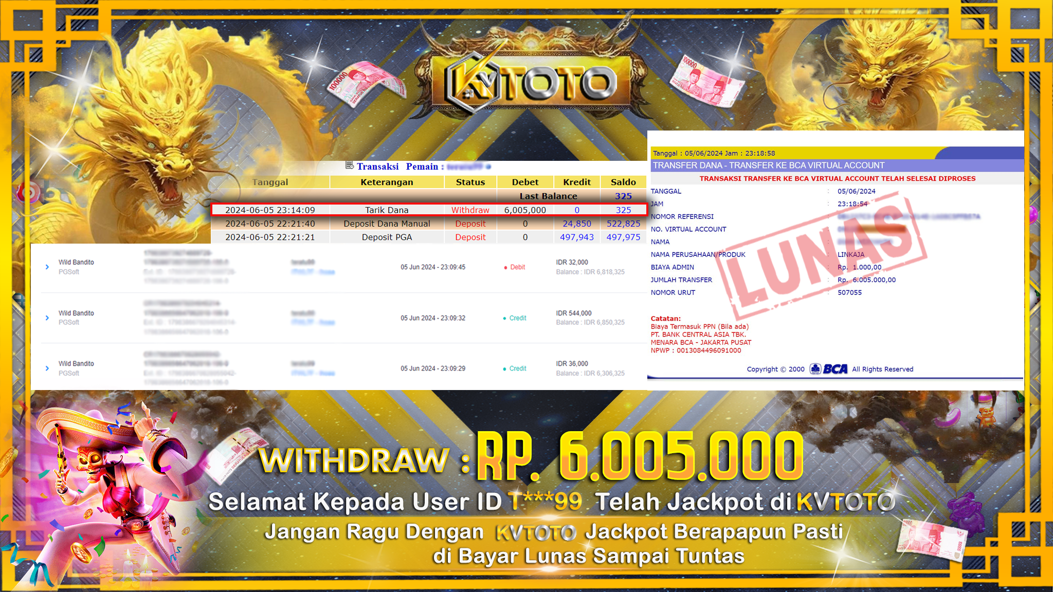 ✨ JACKPOT DI  SLOT WILD BANDITO ✨