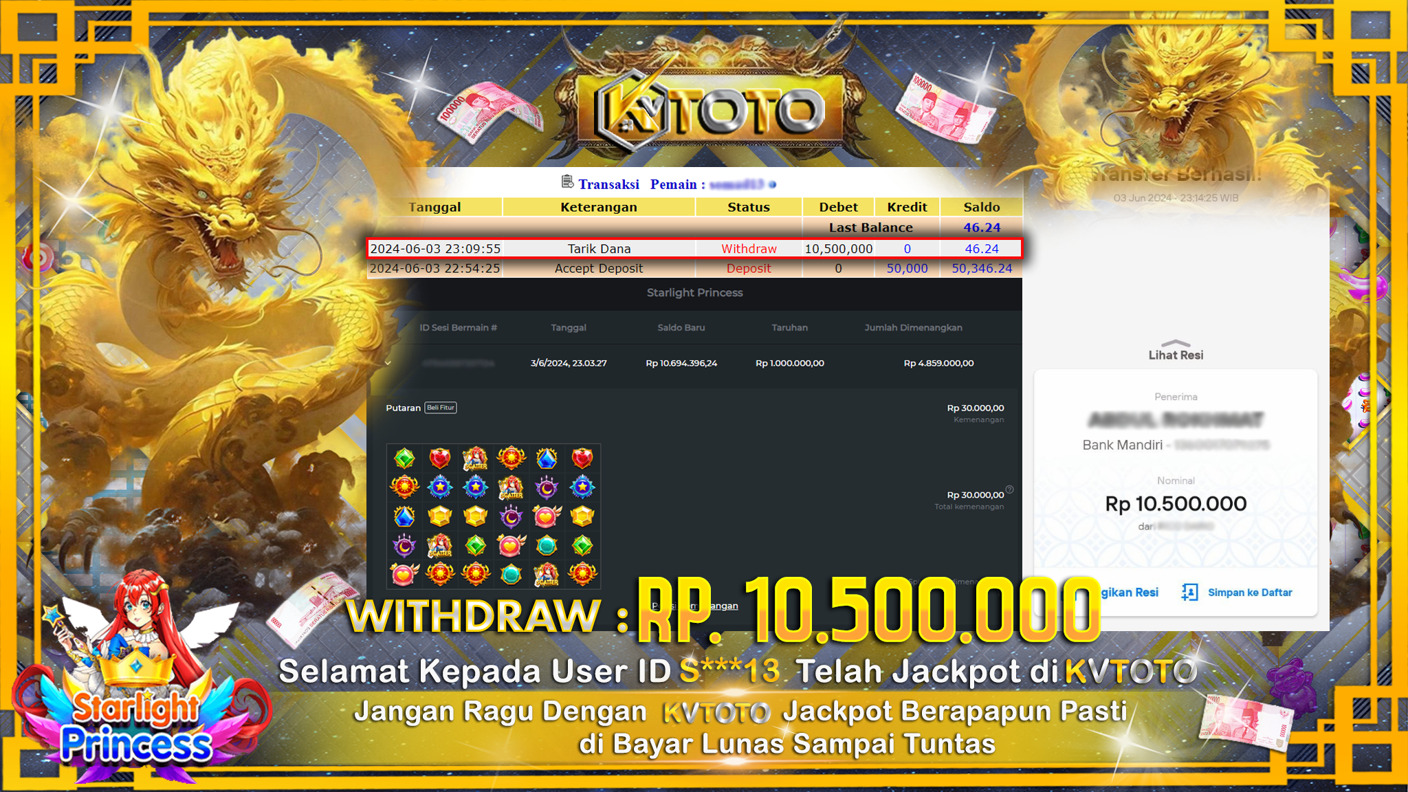 ✨ JACKPOT DI  STARLIGHT PRINCESS ✨