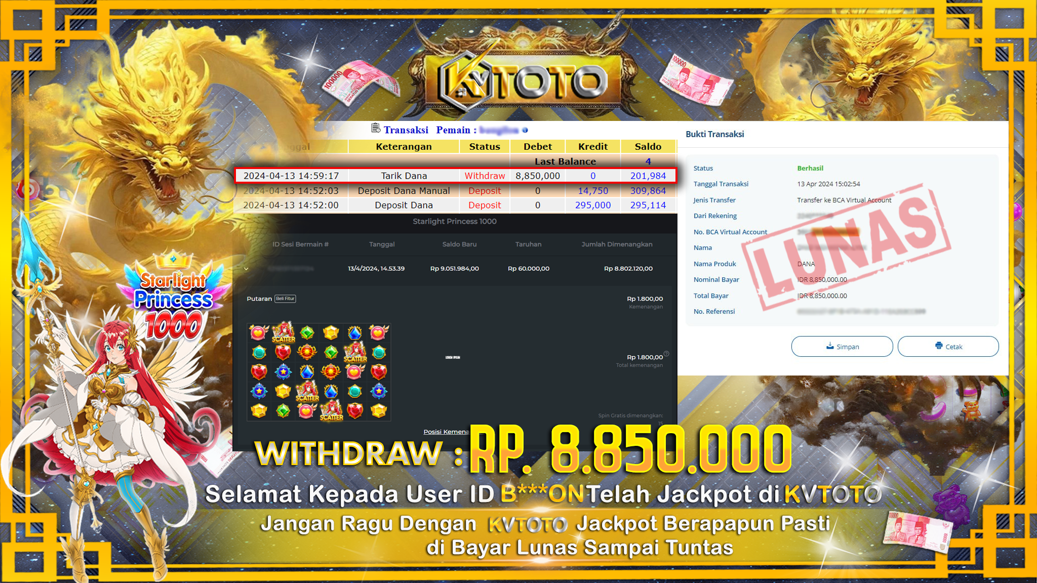 ✨ JACKPOT SLOT STARLIGHT PRINCESS 1000 ✨