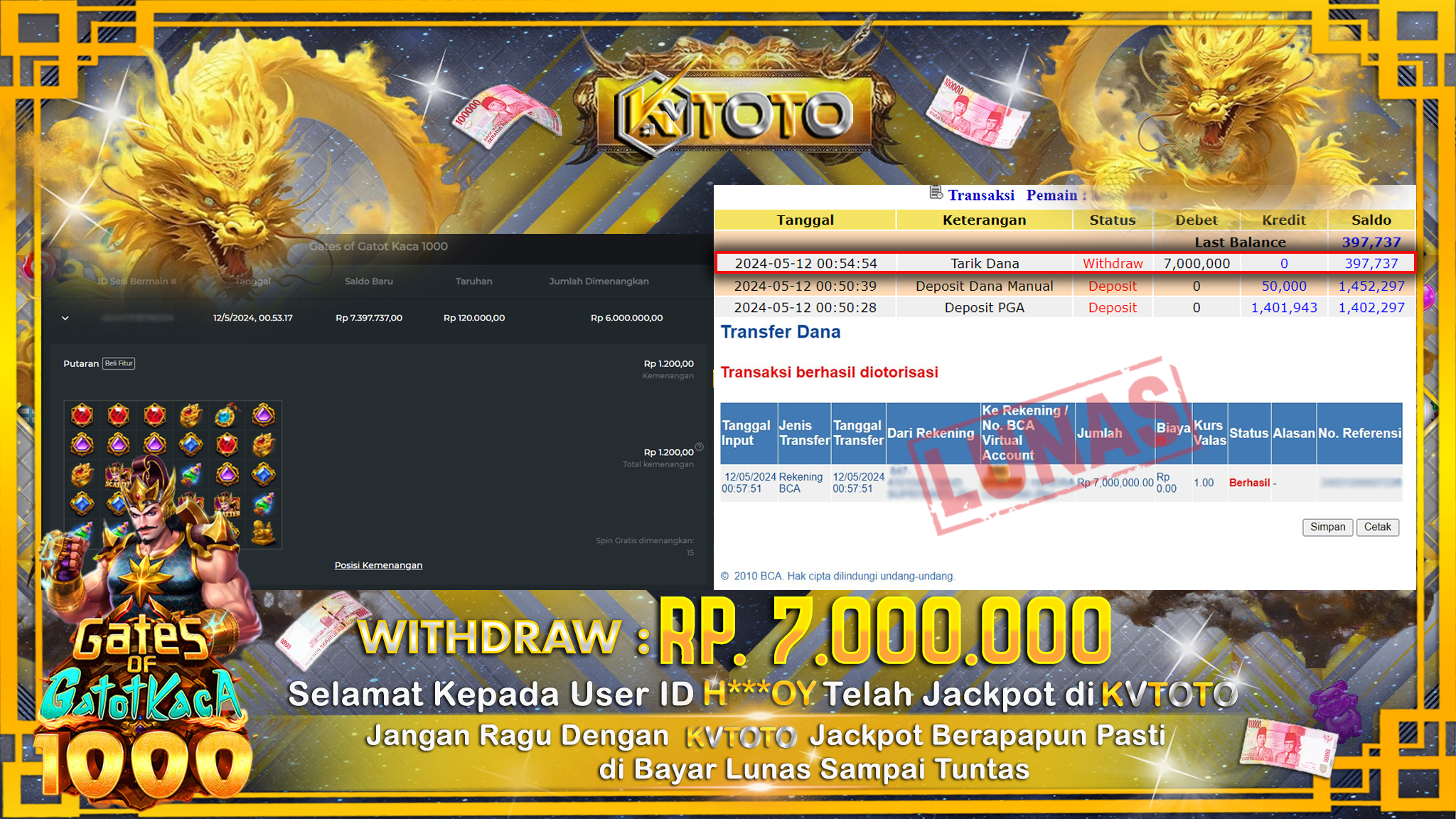 ✨ JACKPOT GATES OF  GATOT KACA 1000 ✨