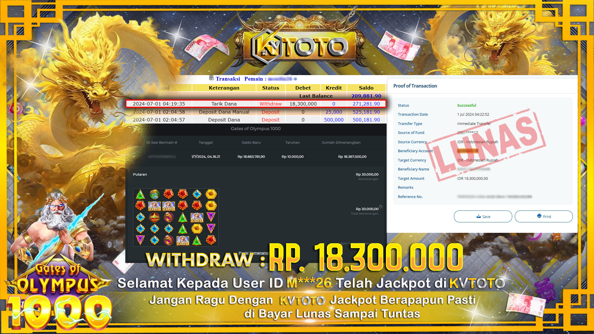 ✨ JACKPOT DI SLOT GATES OF OLYMPUS 1000 ✨