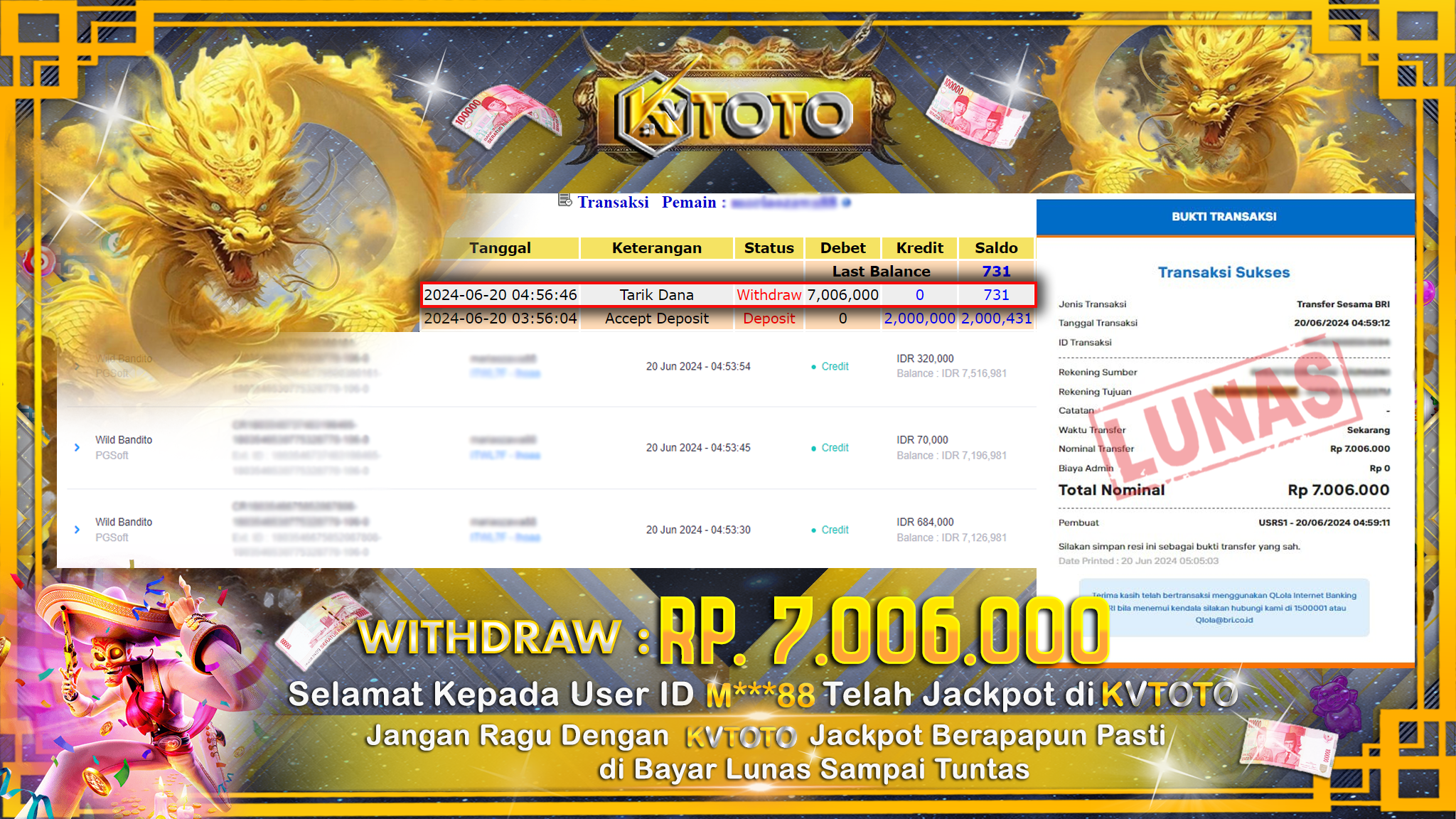 ✨ JACKPOT DI  SLOT WILD BANDITO ✨