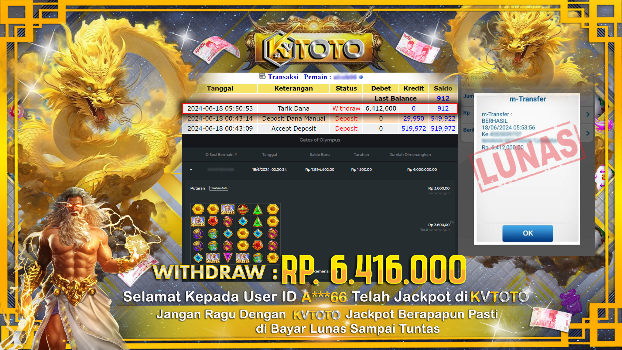 ✨ JACKPOT DI SLOT GATES OF OLYMPUS ✨