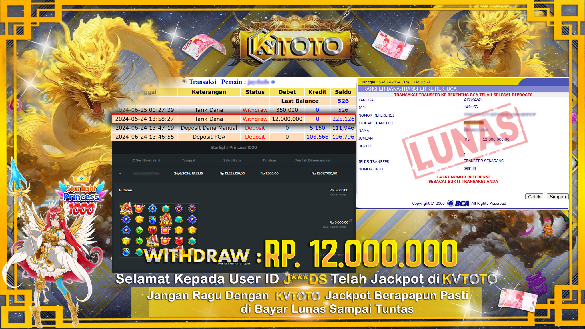 ✨ JACKPOT DI SLOT STARLIGHT PRINCESS 1000 ✨