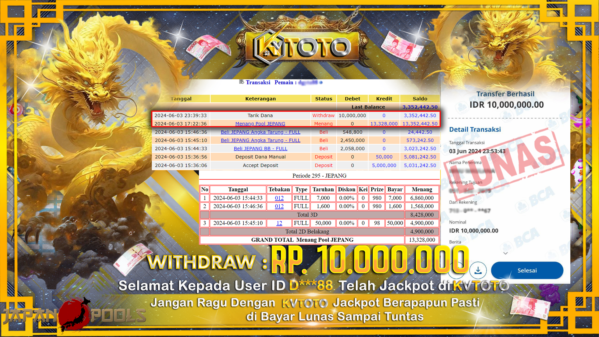 ✨ JACKPOT DI  POOL JEPANG  ✨