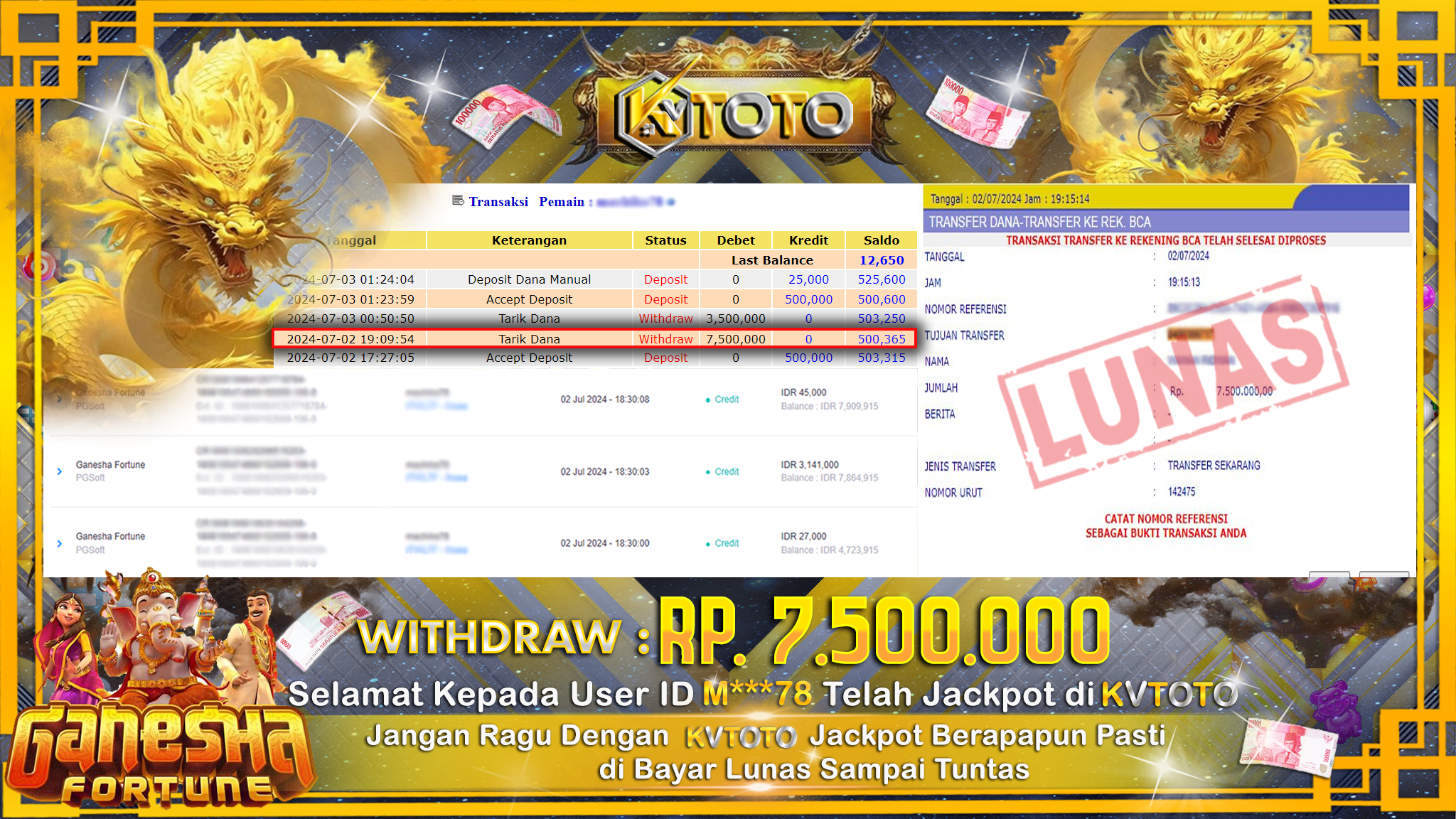 ✨ JACKPOT DI SLOT GANESHA FORTUNE  ✨