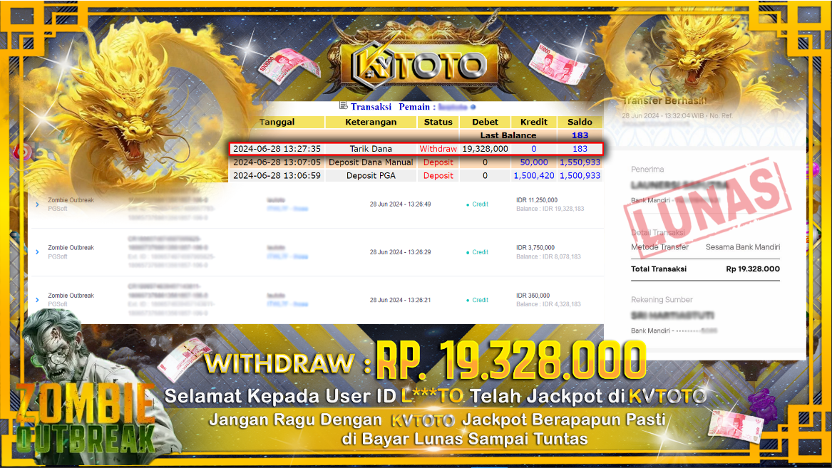 ✨ JACKPOT DI SLOT ZOMBIE OUTBREAK ✨