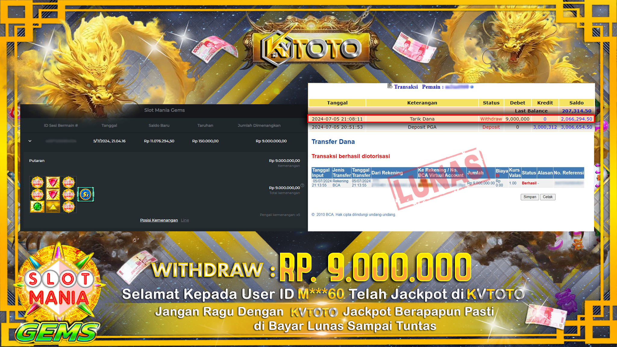 ✨ JACKPOT DI SLOT MANIA GEMS ✨