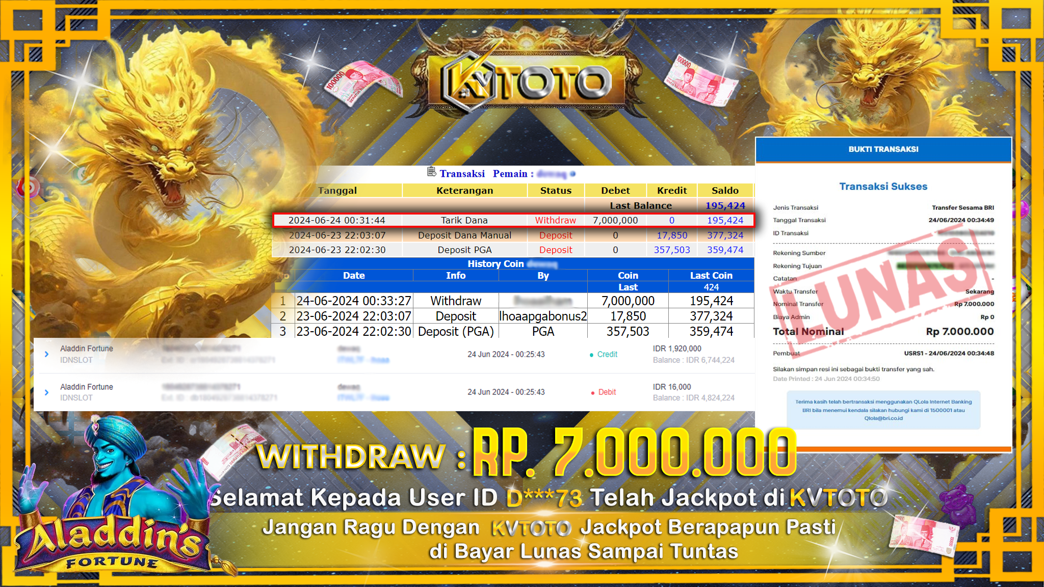✨ JACKPOT DI  SLOT ALADDINS FORTUNE  ✨
