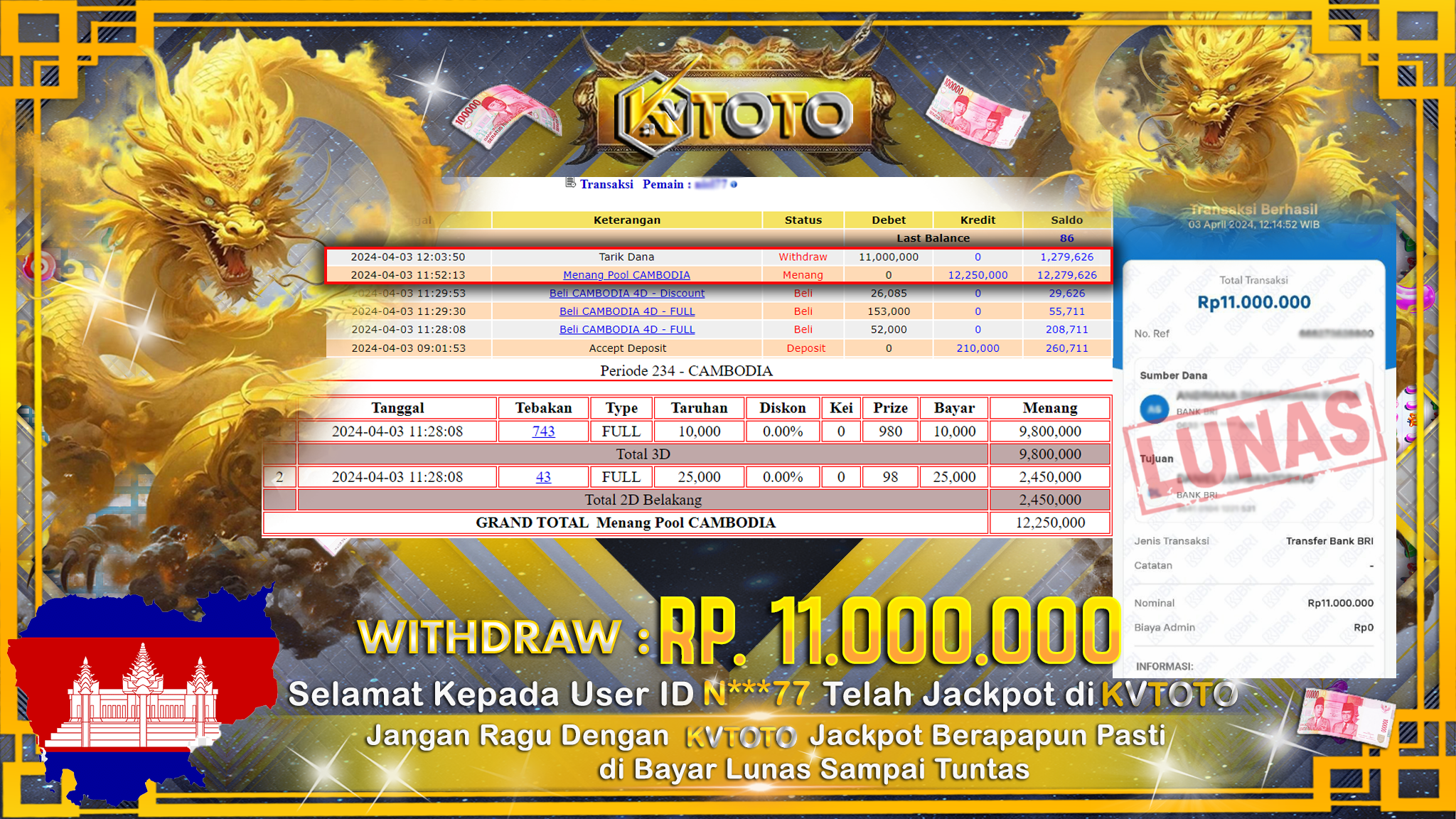 ✨ JACKPOT CAMBODIA POOLS ✨