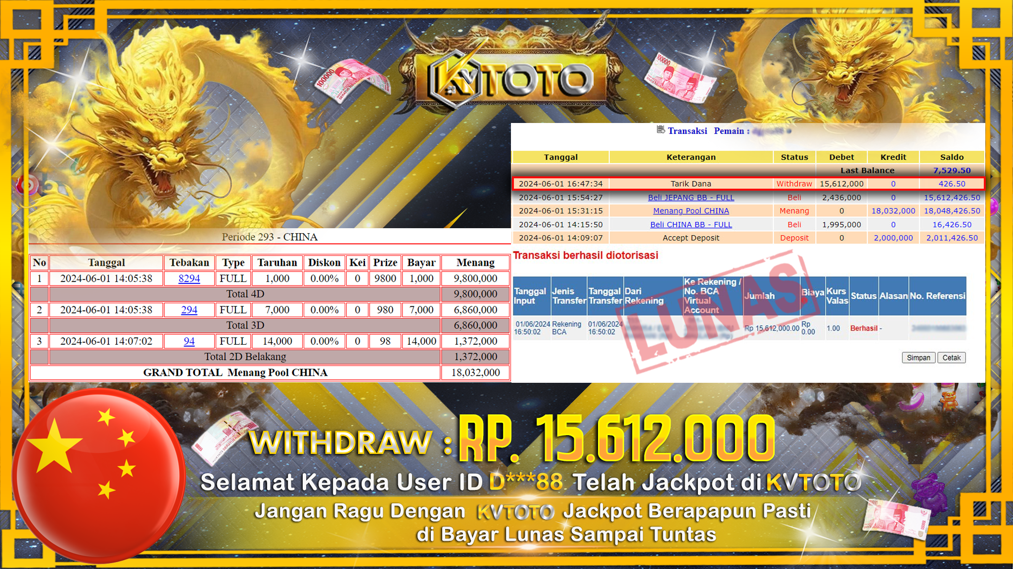 ✨ JACKPOT DI  POOL CHINA ✨