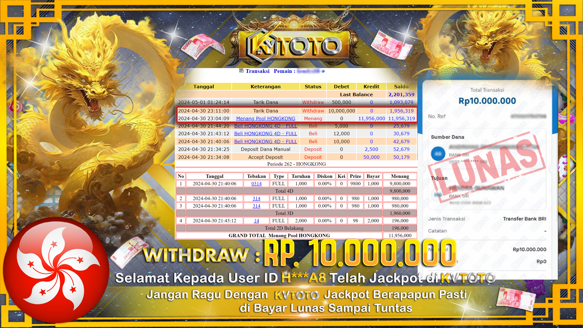 ✨ JACKPOT  HONGKONG POOLS ✨