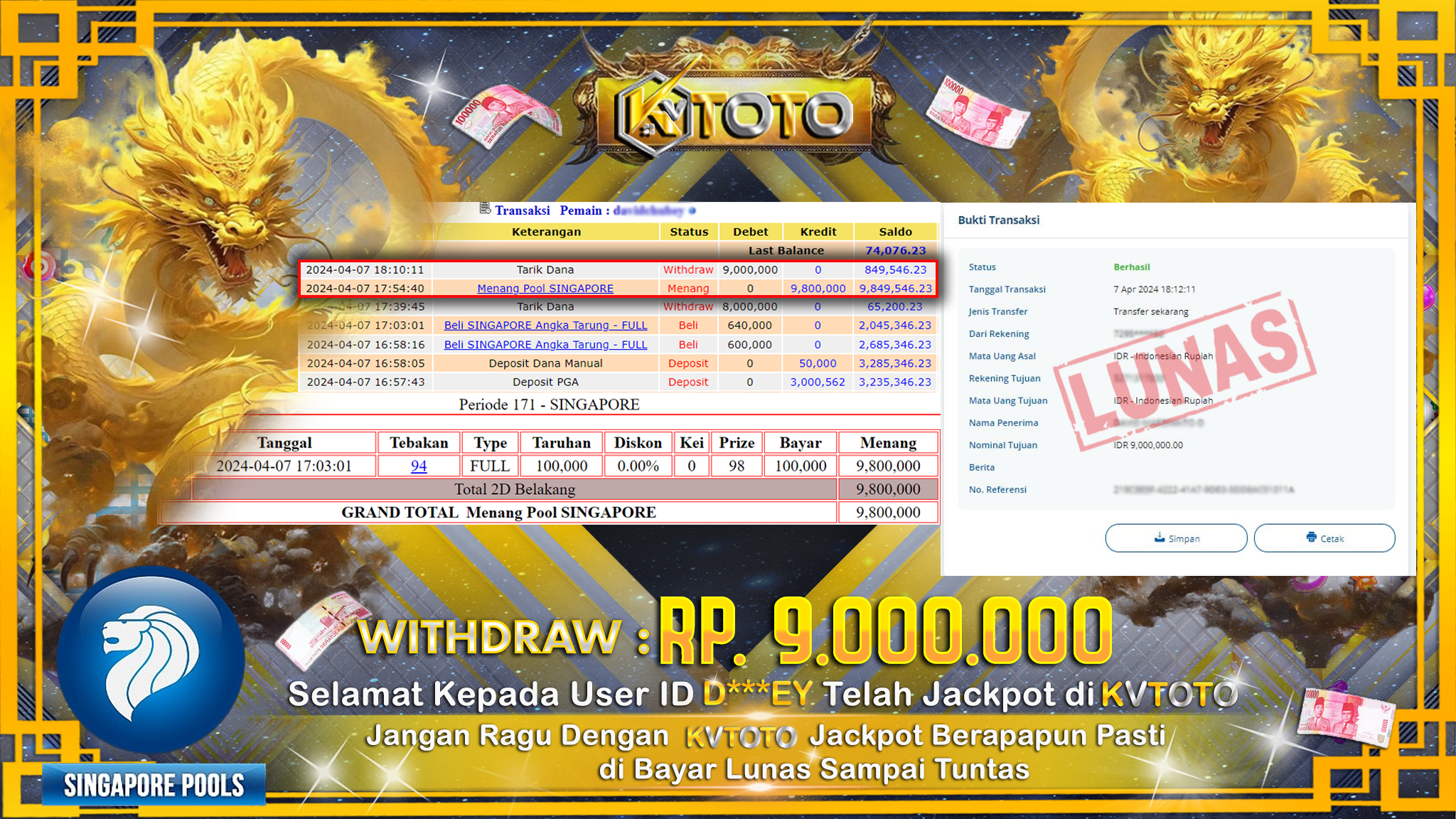 ✨ JACKPOT SINGAPORE POOLS ✨