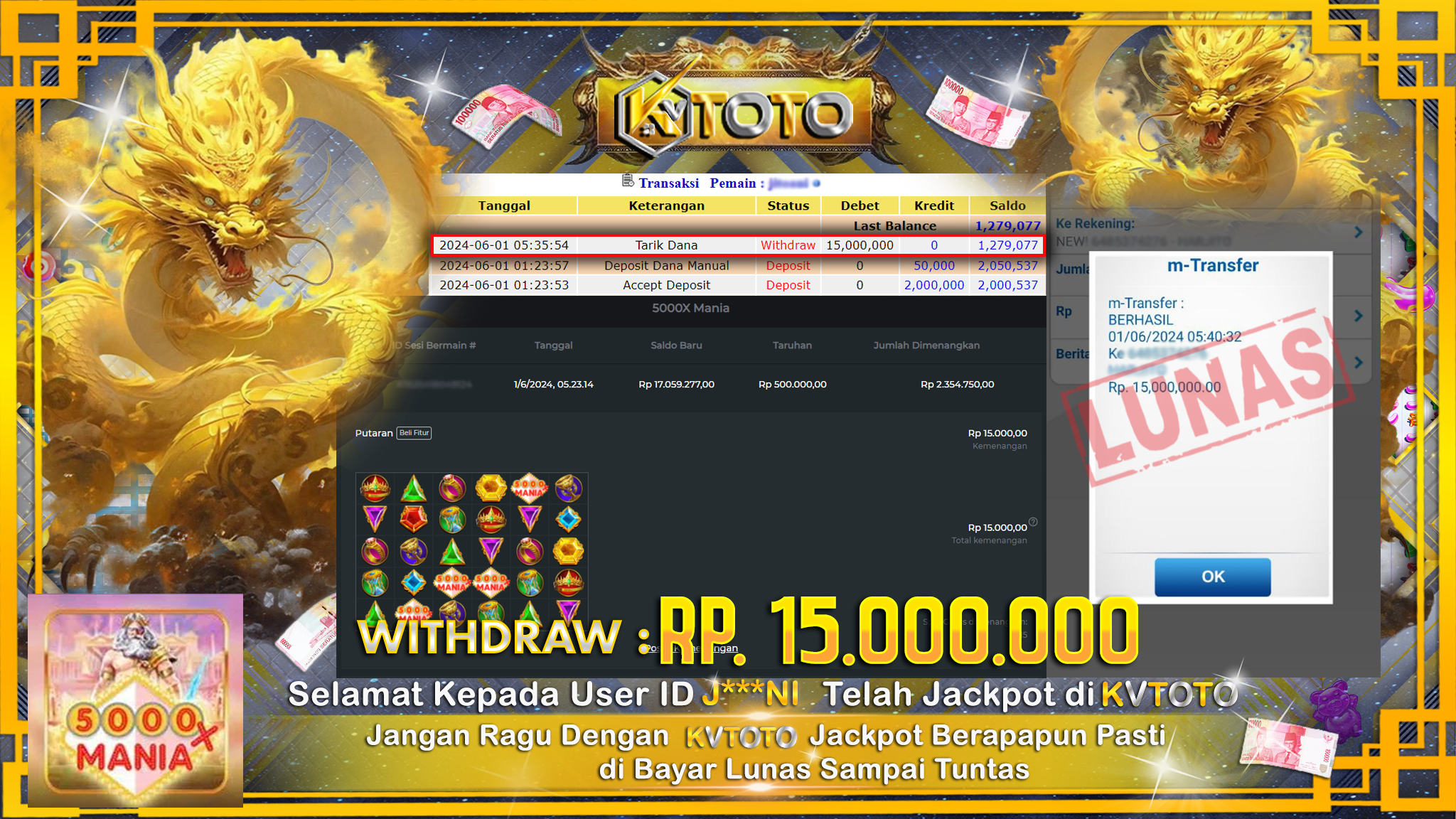 ✨ JACKPOT DI  SLOT 5000X MANIA ✨
