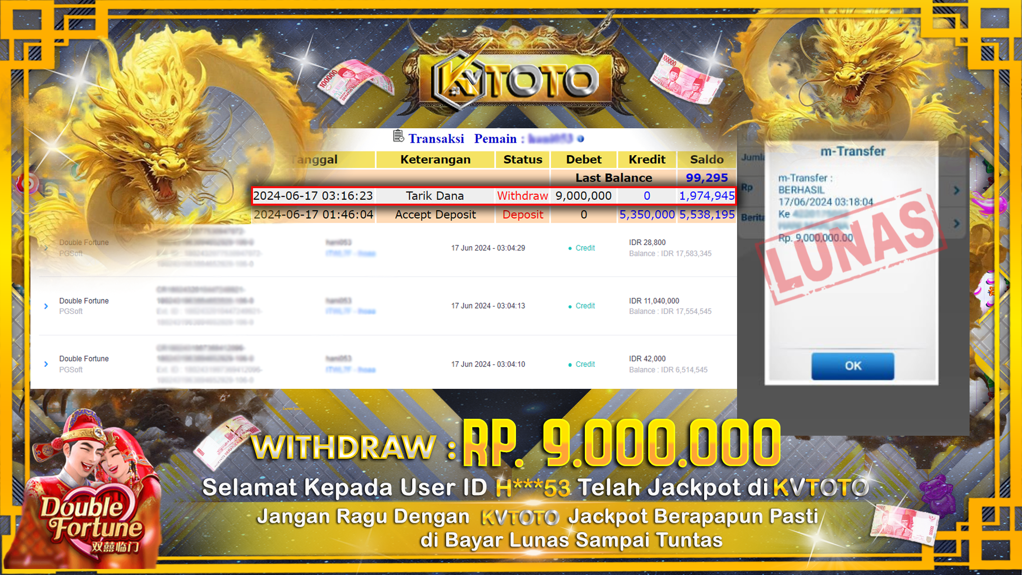 ✨ JACKPOT DI SLOT DOUBLE FORTUNE ✨