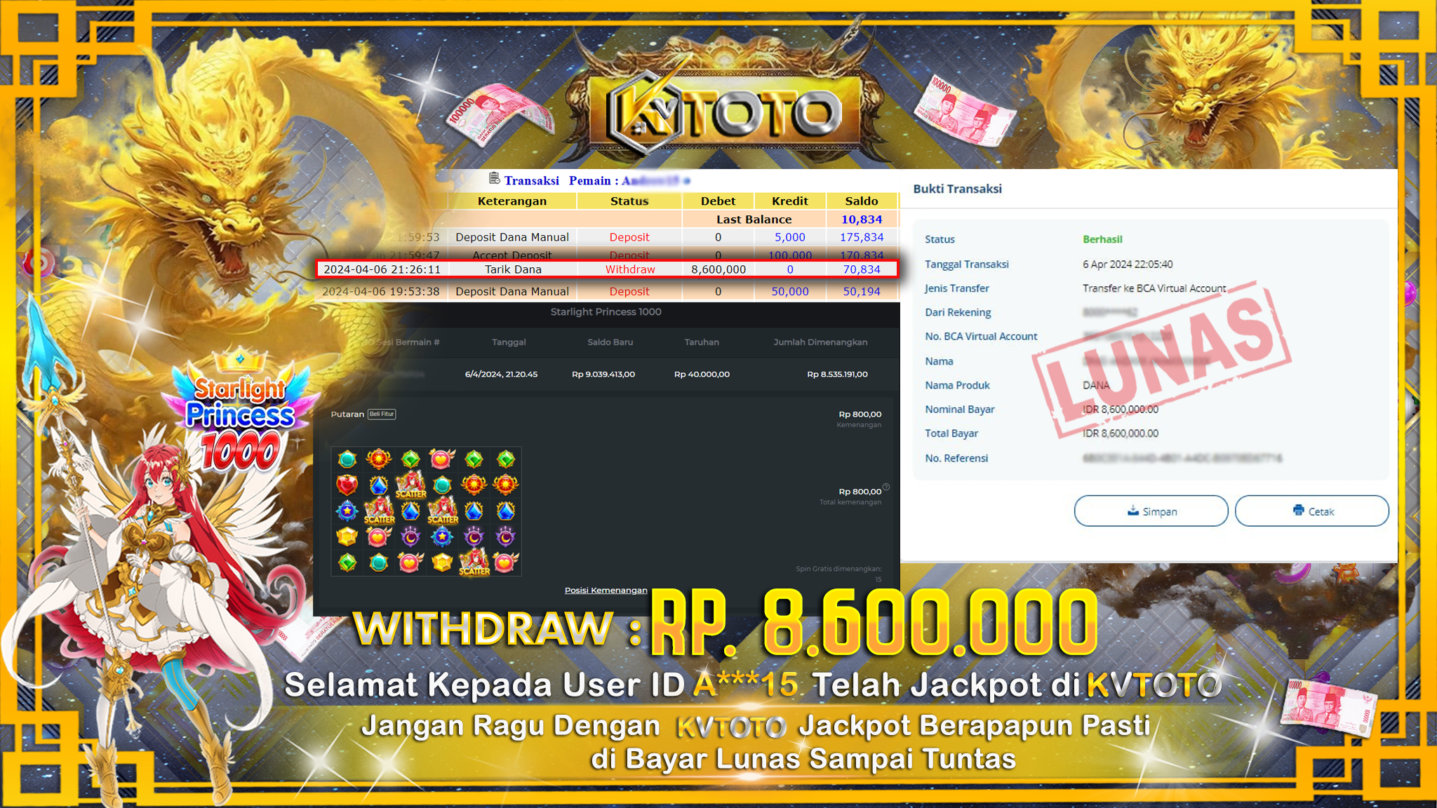 ✨ JACKPOT SLOT STARLIGHT PRINCESS 1000 ✨