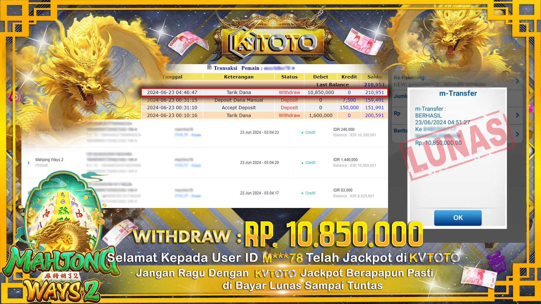 ✨ JACKPOT DI  SLOT MAHJONG WAYS 2  ✨