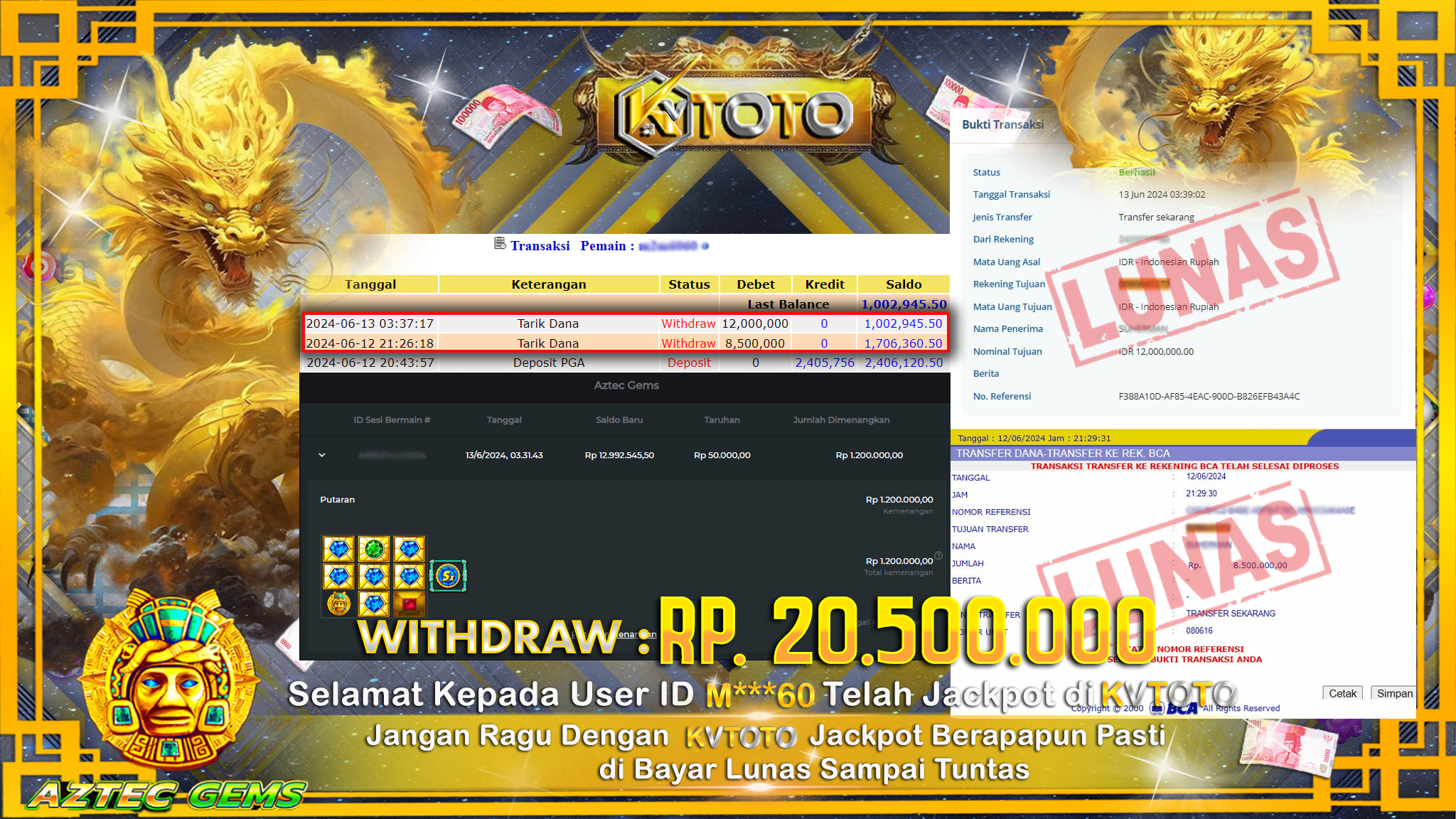 ✨ JACKPOT DI SLOT AZTEC GEMS  ✨