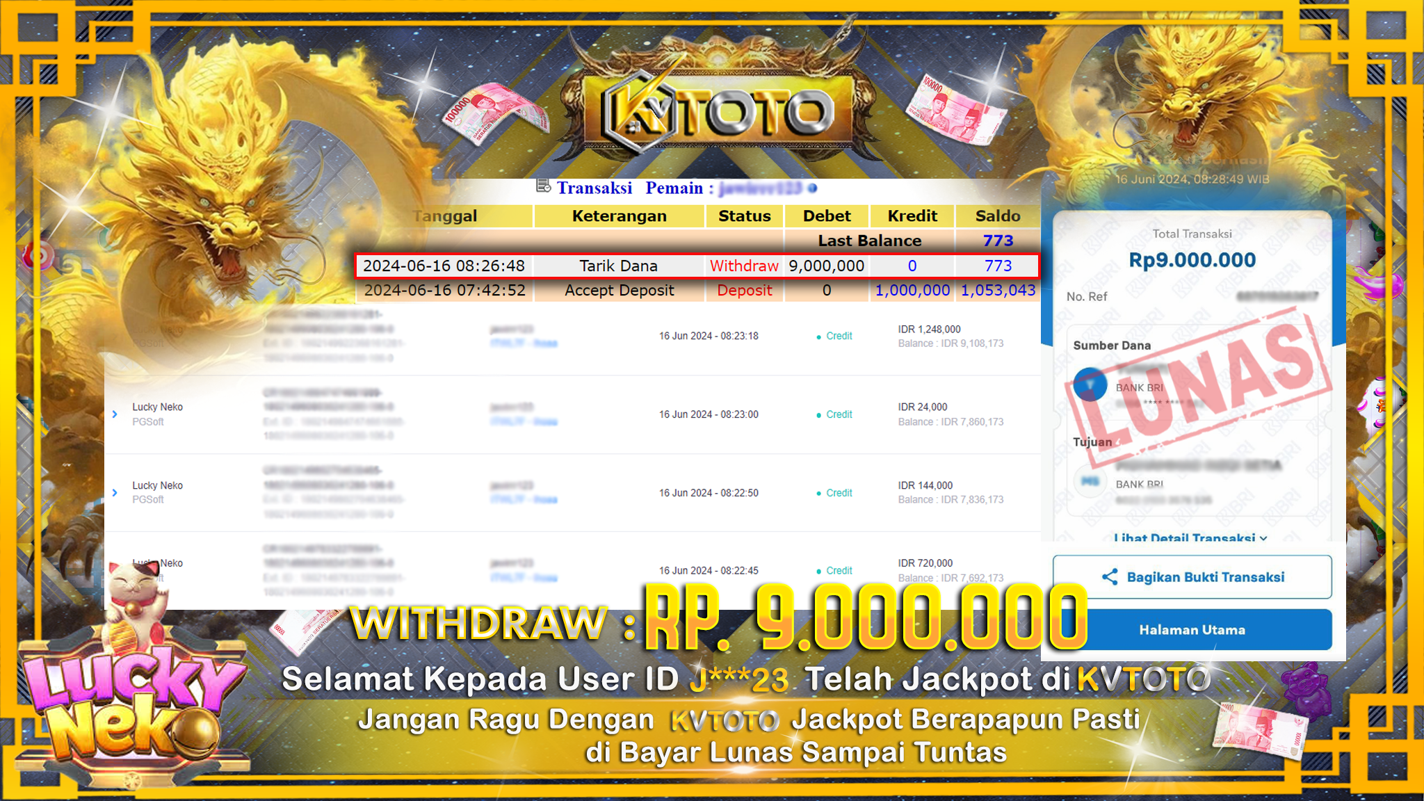 ✨ JACKPOT DI SLOT LUCKY NEKO ✨