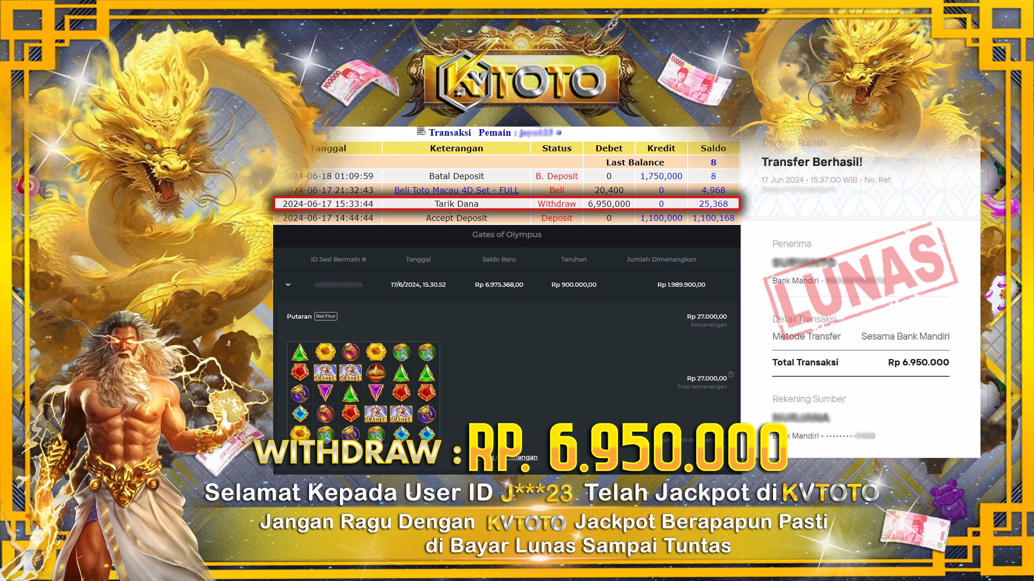 ✨ JACKPOT DI SLOT GATES OF OLYMPUS ✨
