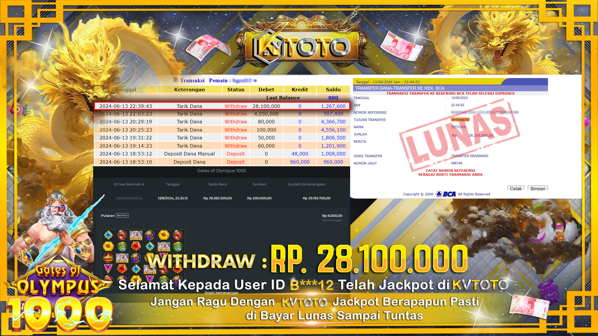 ✨ JACKPOT DI SLOT GATES OF OLYMPUS 1000 ✨