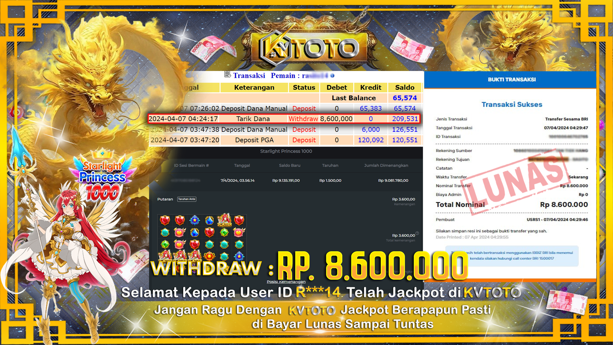 ✨ JACKPOT SLOT STARLIGHT PRINCESS 1000 ✨