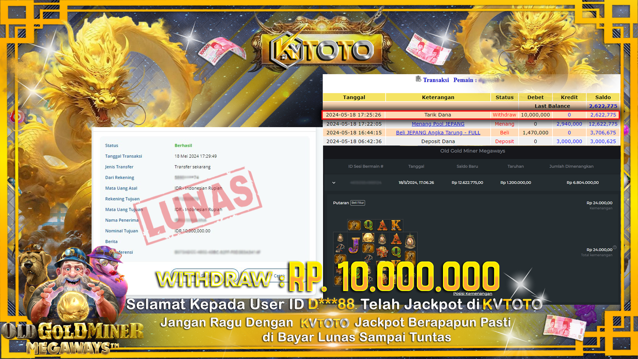 ✨ JACKPOT SLOT OLD GOLD MINER MEGAWAYS   ✨