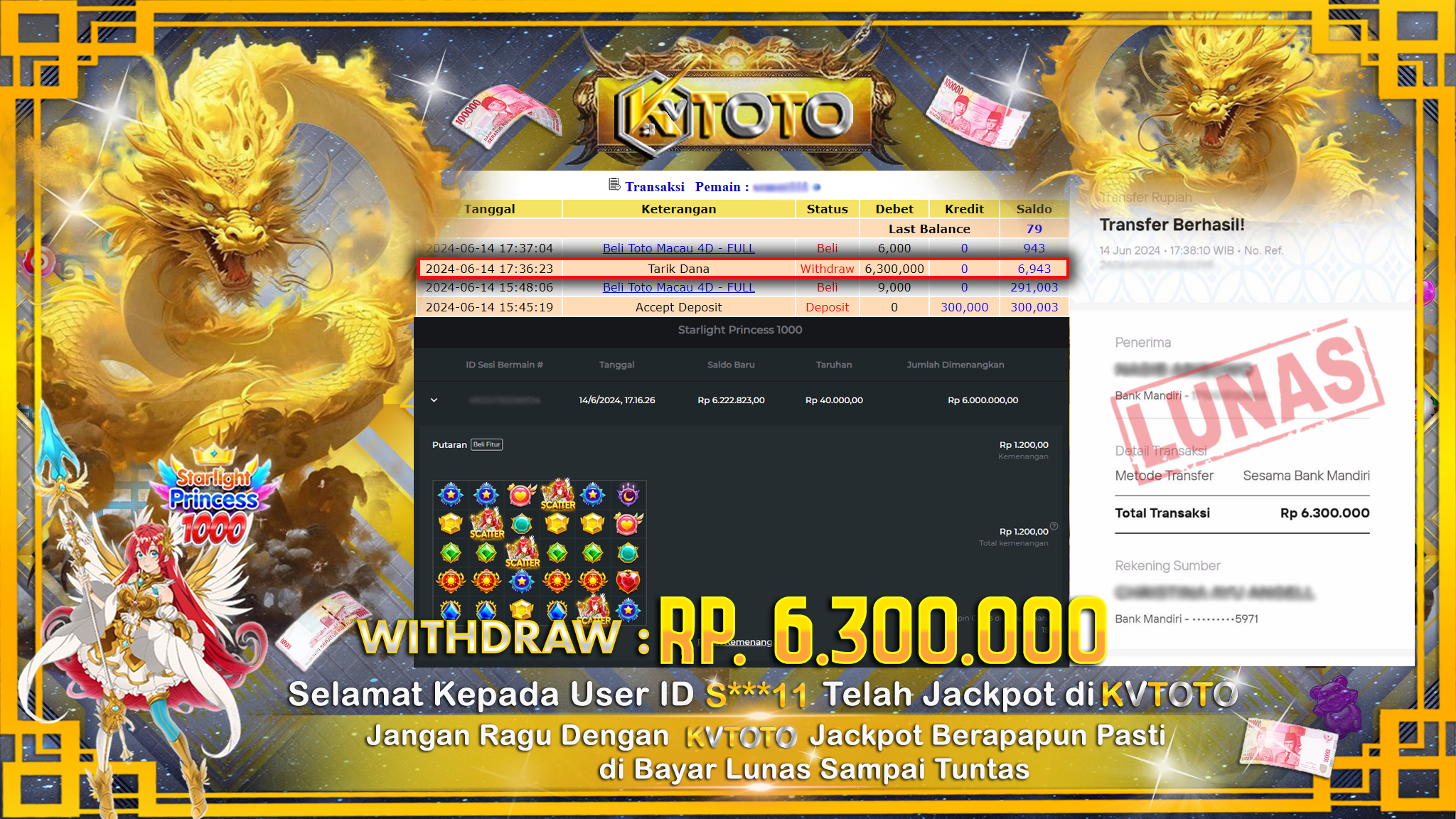 ✨ JACKPOT DI SLOT STARLIGHT PRINCESS 1000 ✨