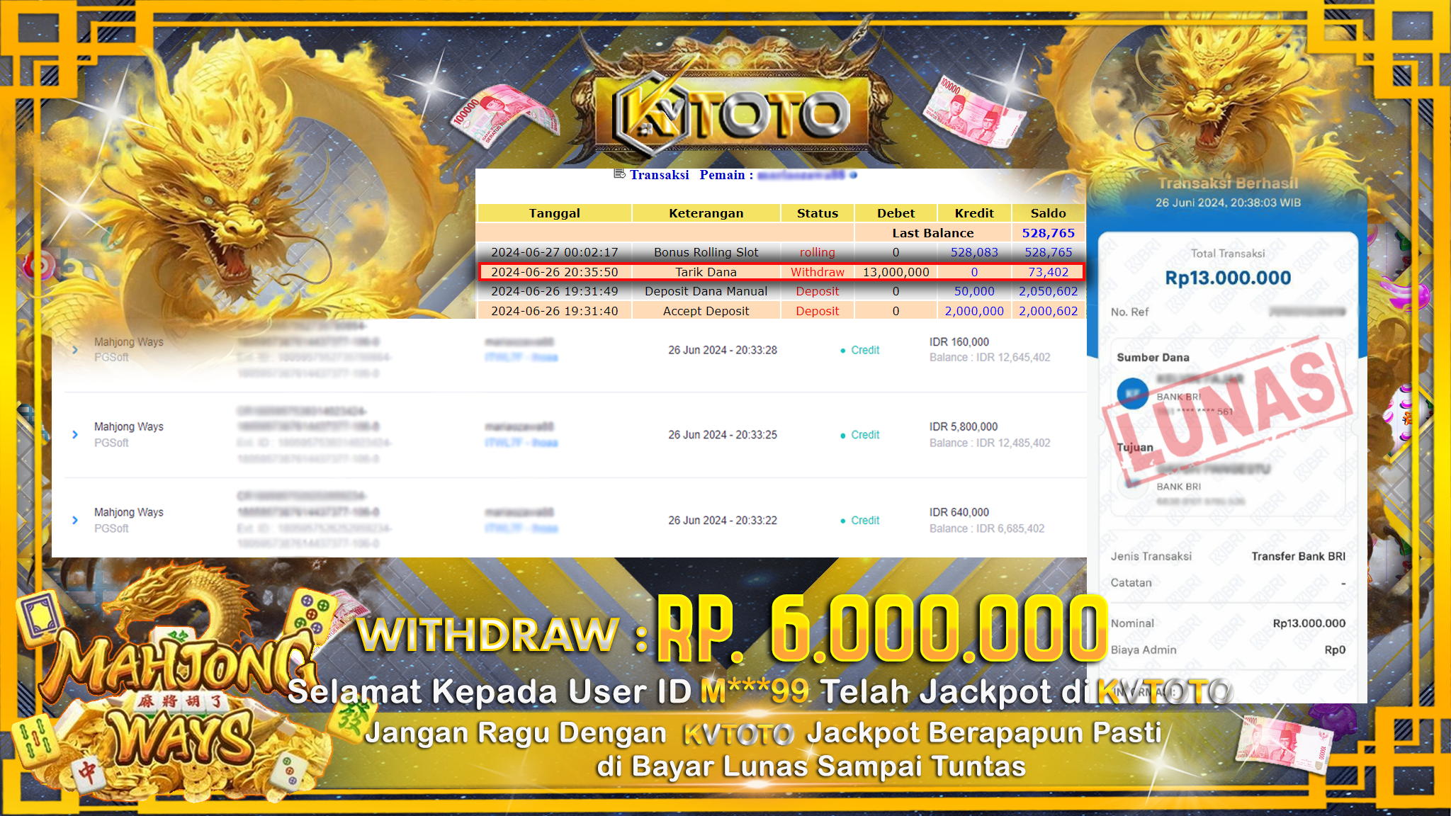✨ JACKPOT DI  SLOT MAHJONG WAYS ✨