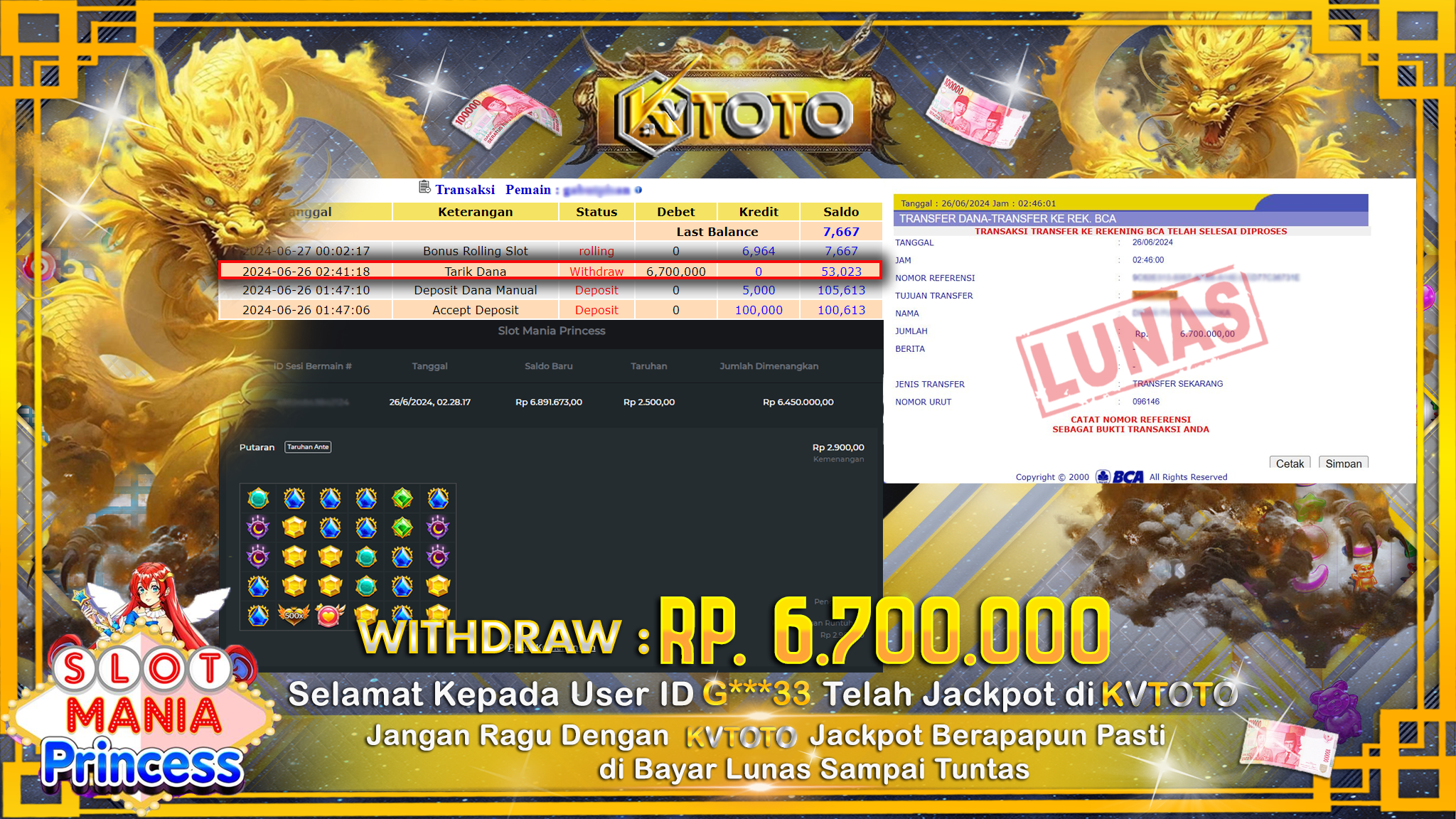 ✨ JACKPOT DI SLOT MANIA PRINCESS ✨