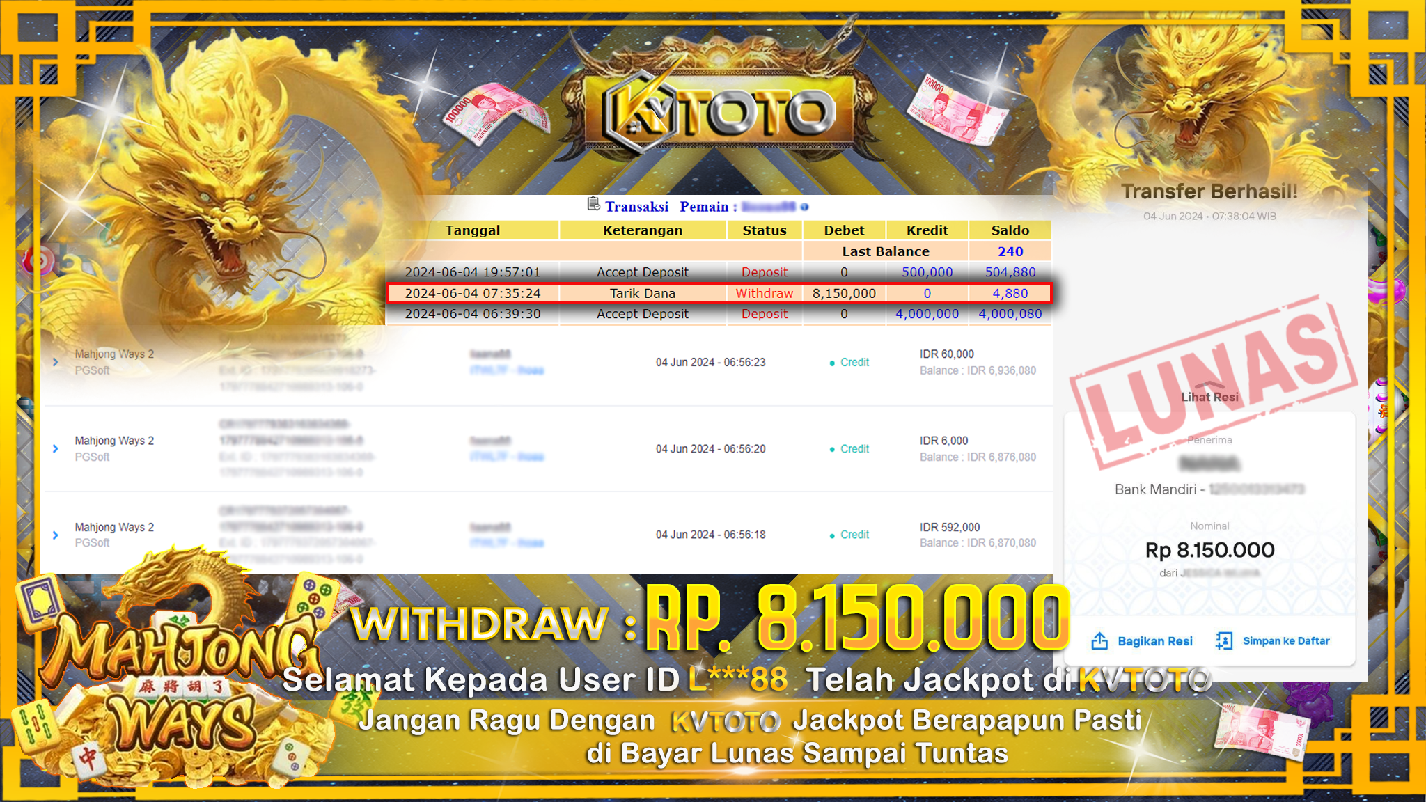 ✨ JACKPOT DI  SLOT MAHJONG WAYS ✨
