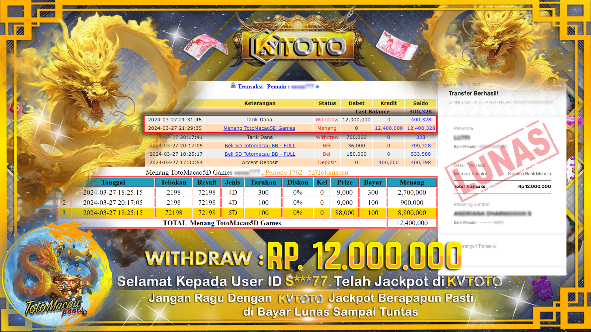 ✨ JACKPOT TOTO MACAU POOLS 5D ✨